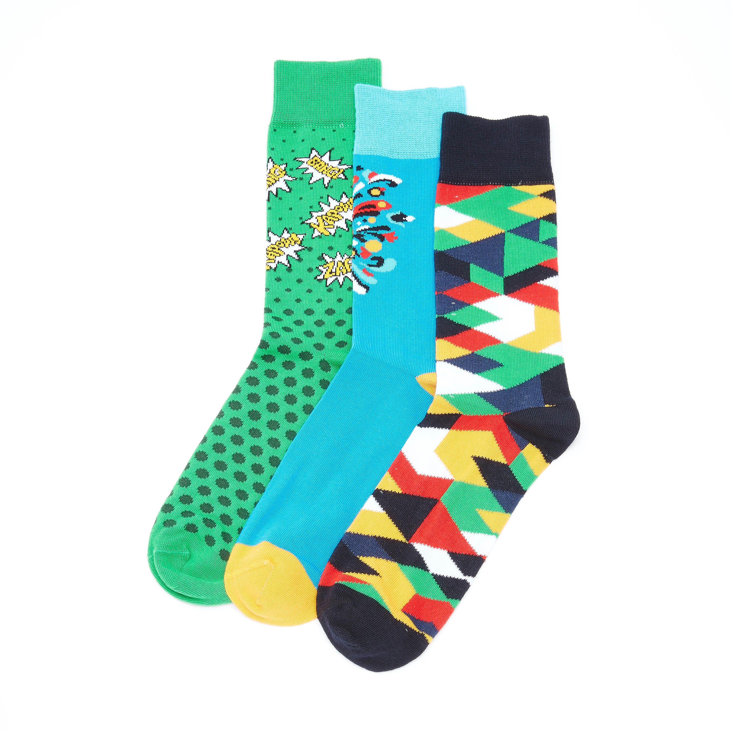 جوارب بطول متوسط بطبعات - طقم من 3 أزواج-men-socks-image-1