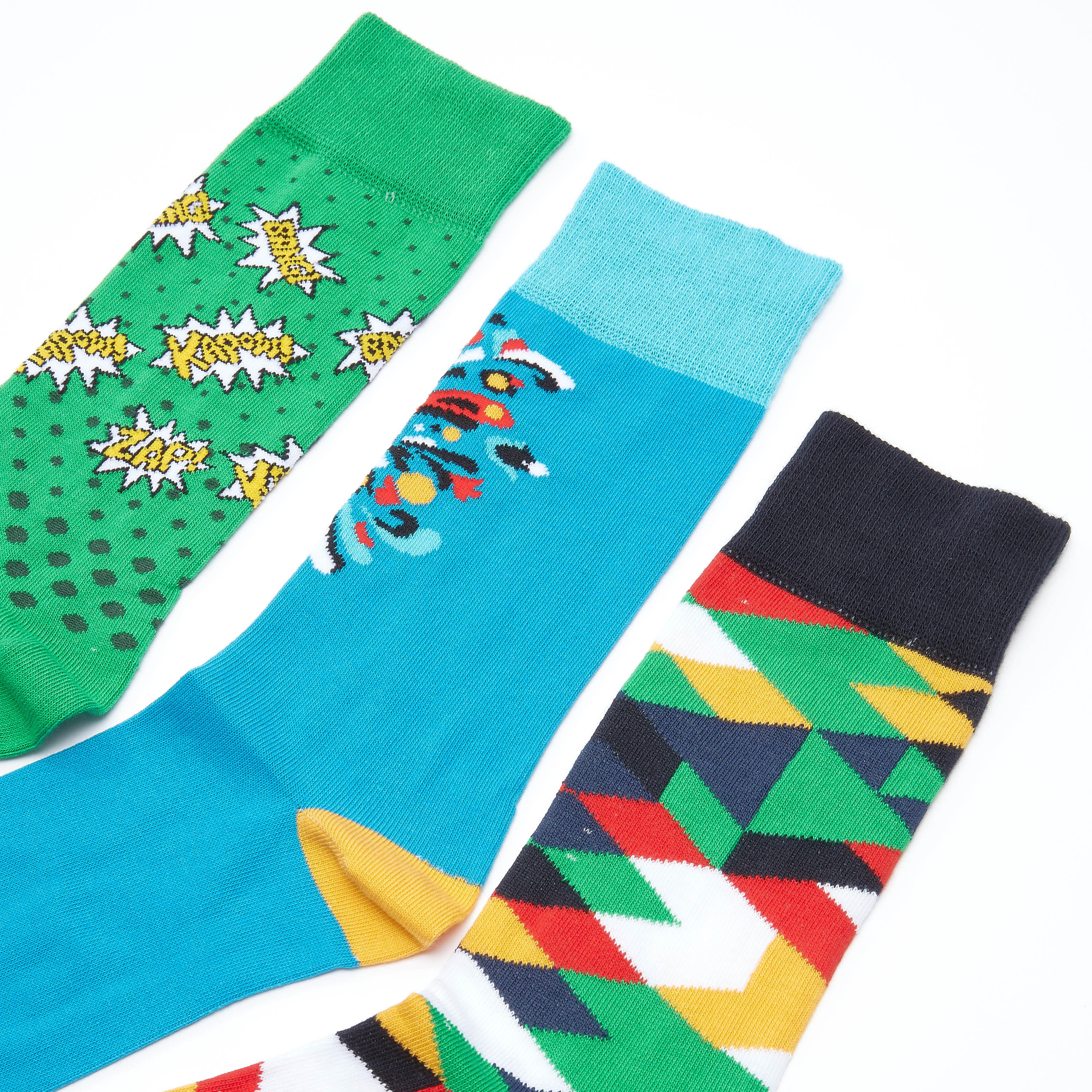 جوارب بطول متوسط بطبعات - طقم من 3 أزواج-men-socks-image-2