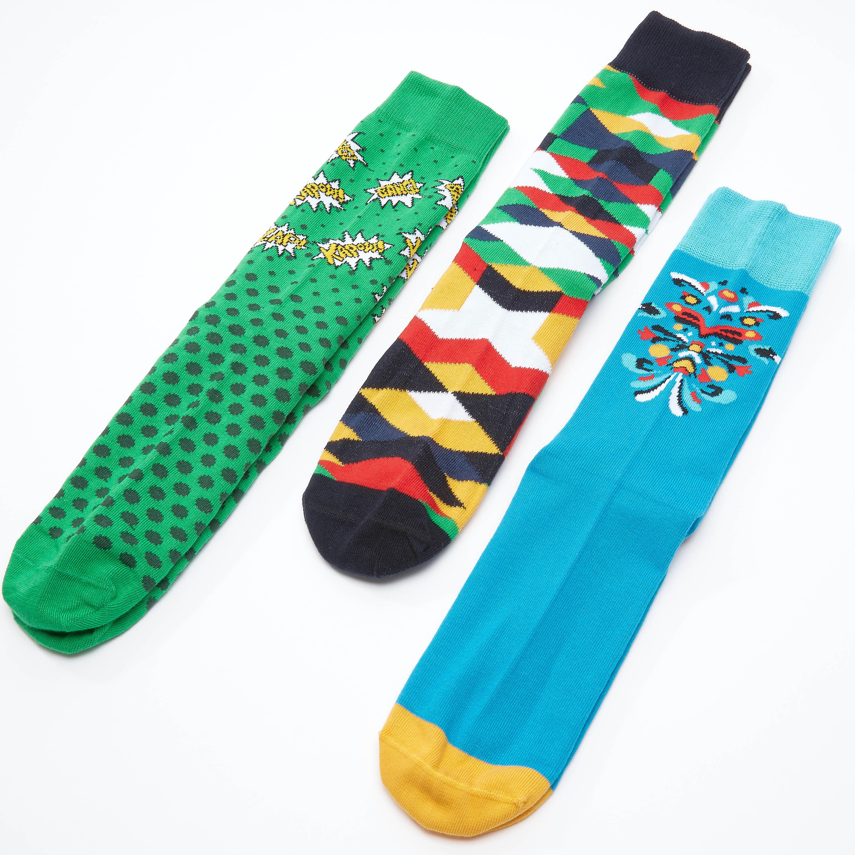 جوارب بطول متوسط بطبعات - طقم من 3 أزواج-men-socks-image-3