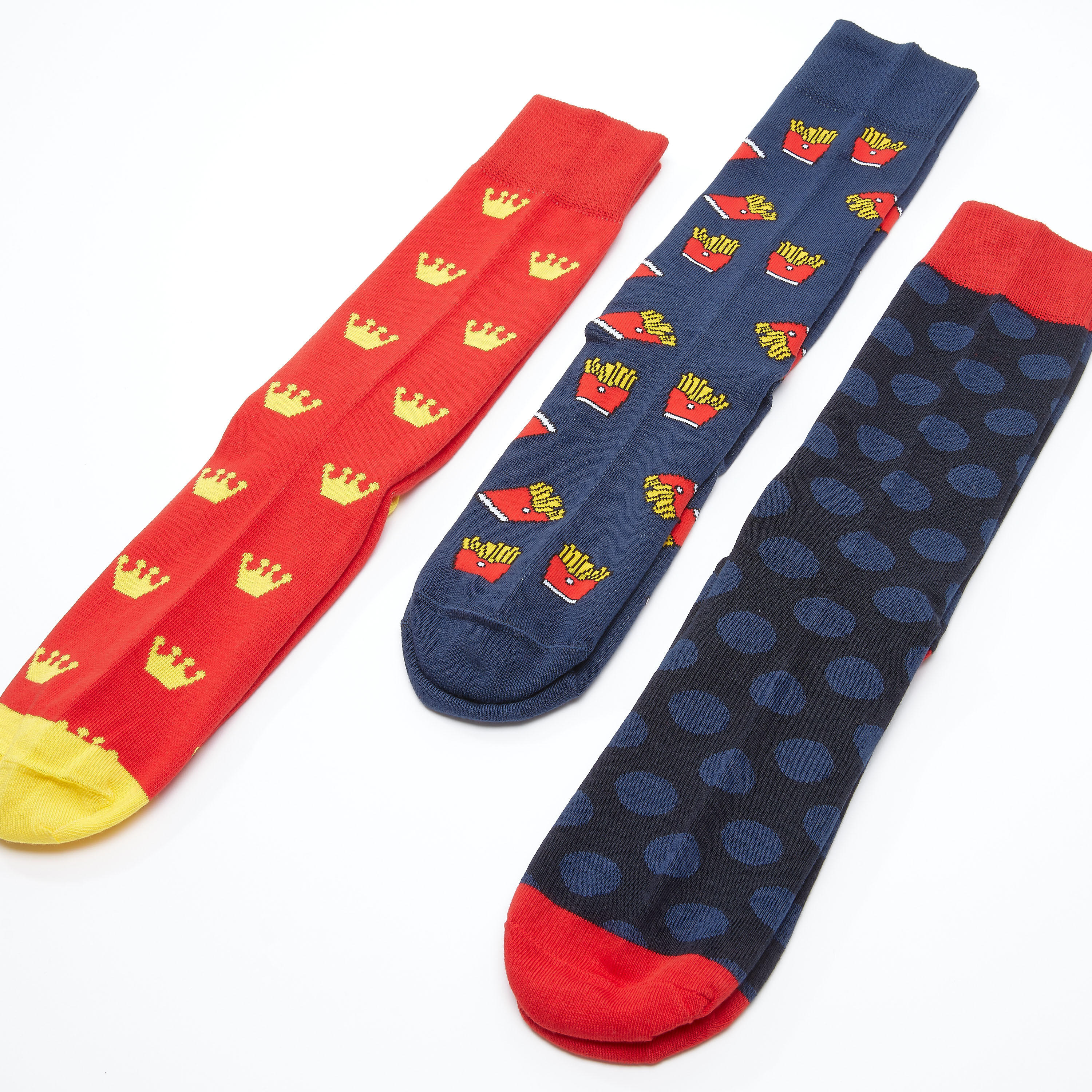 جوارب متوسطة الطول بأساور مطّاطية وطبعات - طقم من 3 أزواج-men-socks-image-3