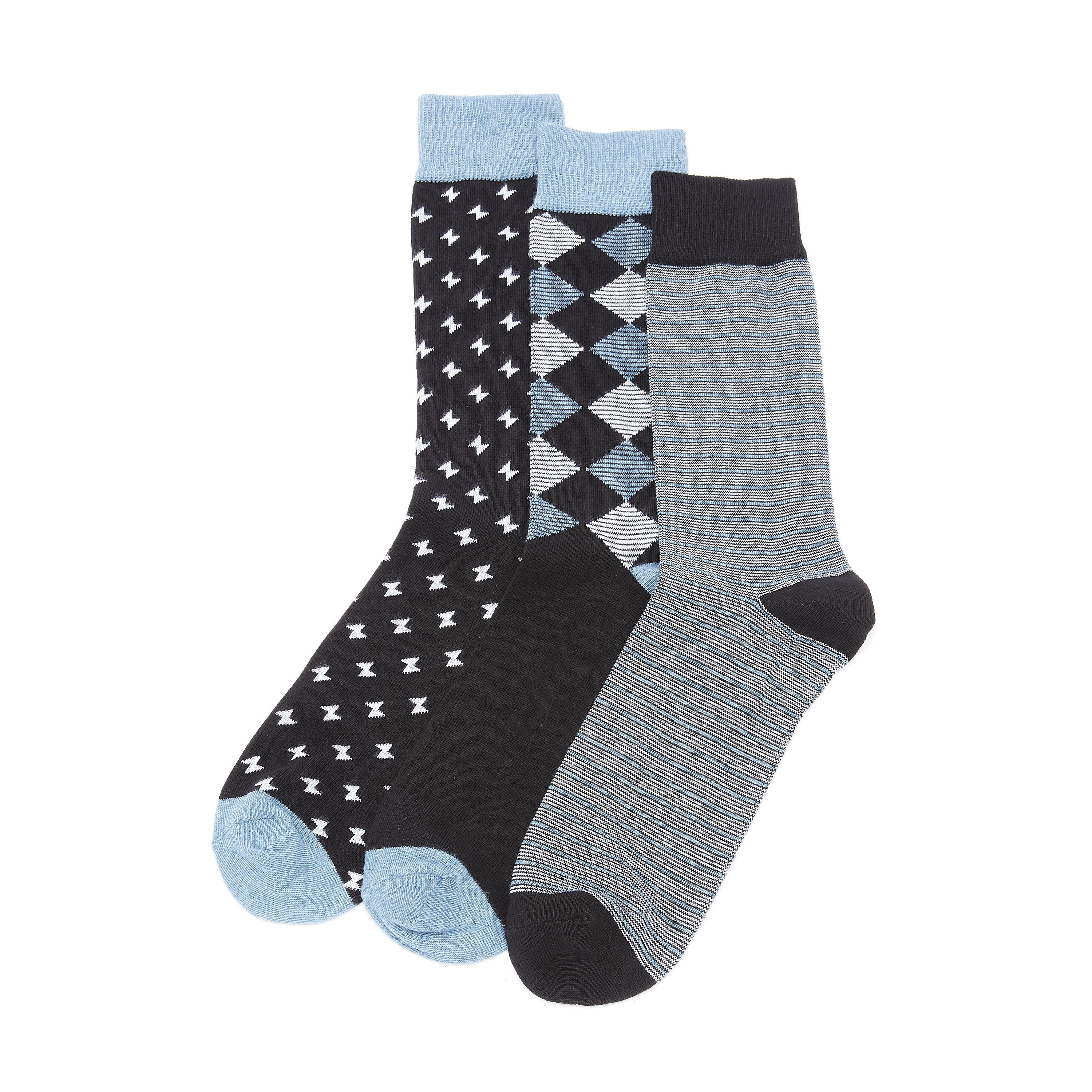 جوارب متنوعة متوسطة الطول بأساور مطّاطية - طقم من 3 أزواج-men-socks-image-1