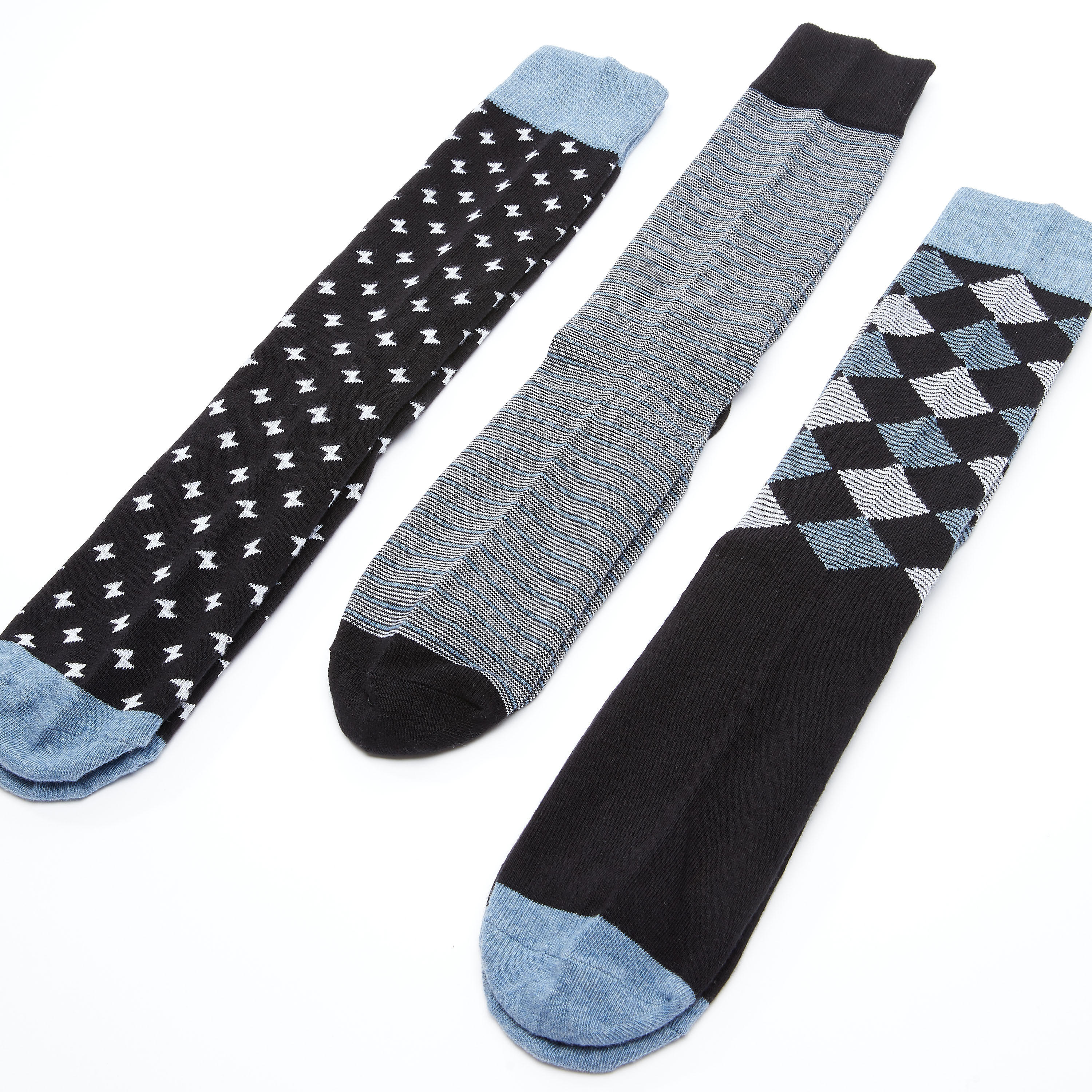 جوارب متنوعة متوسطة الطول بأساور مطّاطية - طقم من 3 أزواج-men-socks-image-3