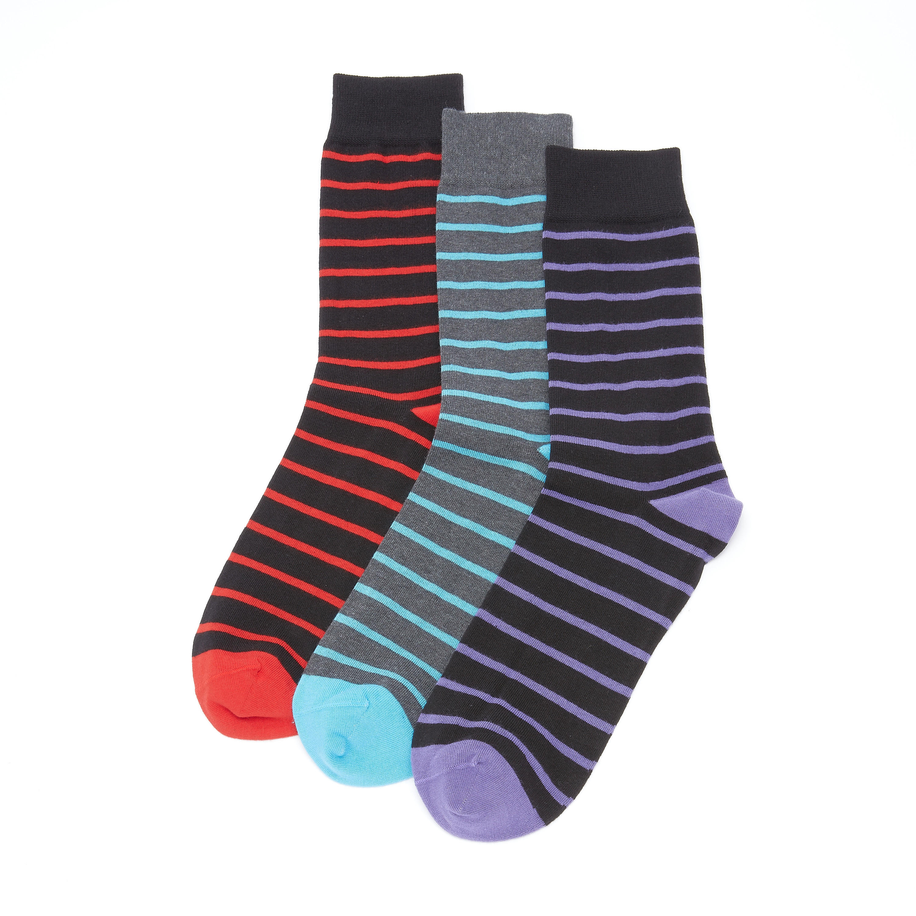 جوارب مقلّمة بطول متوسط - طقم من 3 أزواج-men-socks-image-1