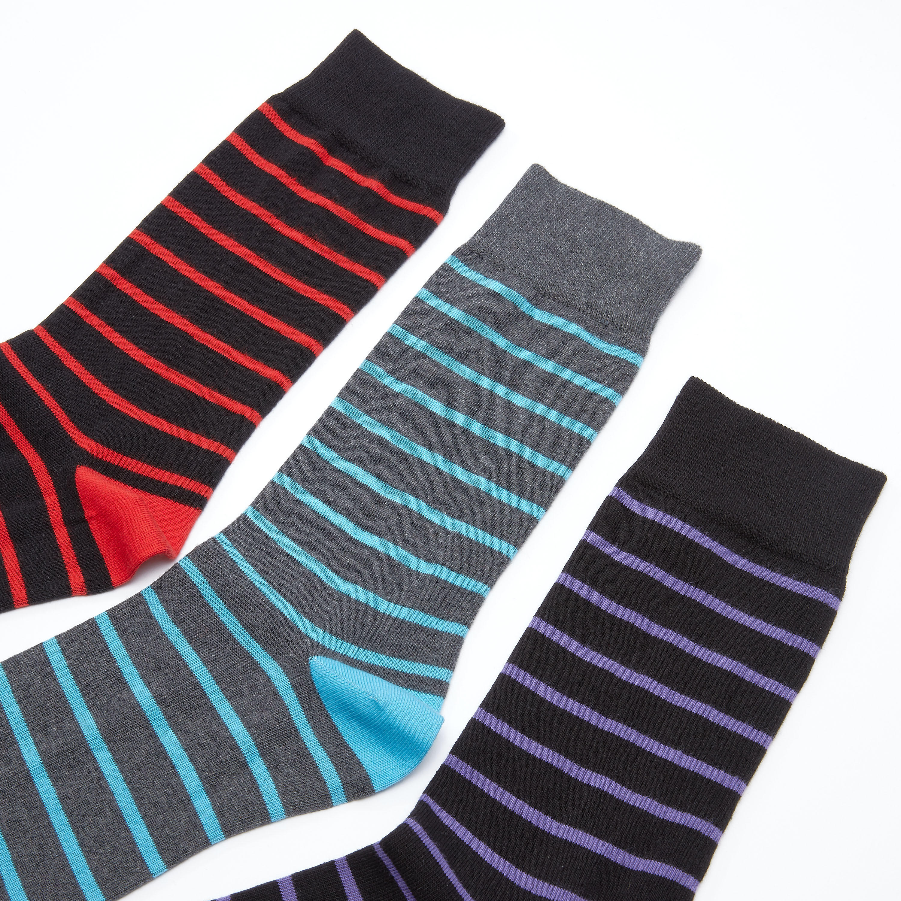 جوارب مقلّمة بطول متوسط - طقم من 3 أزواج-men-socks-image-2