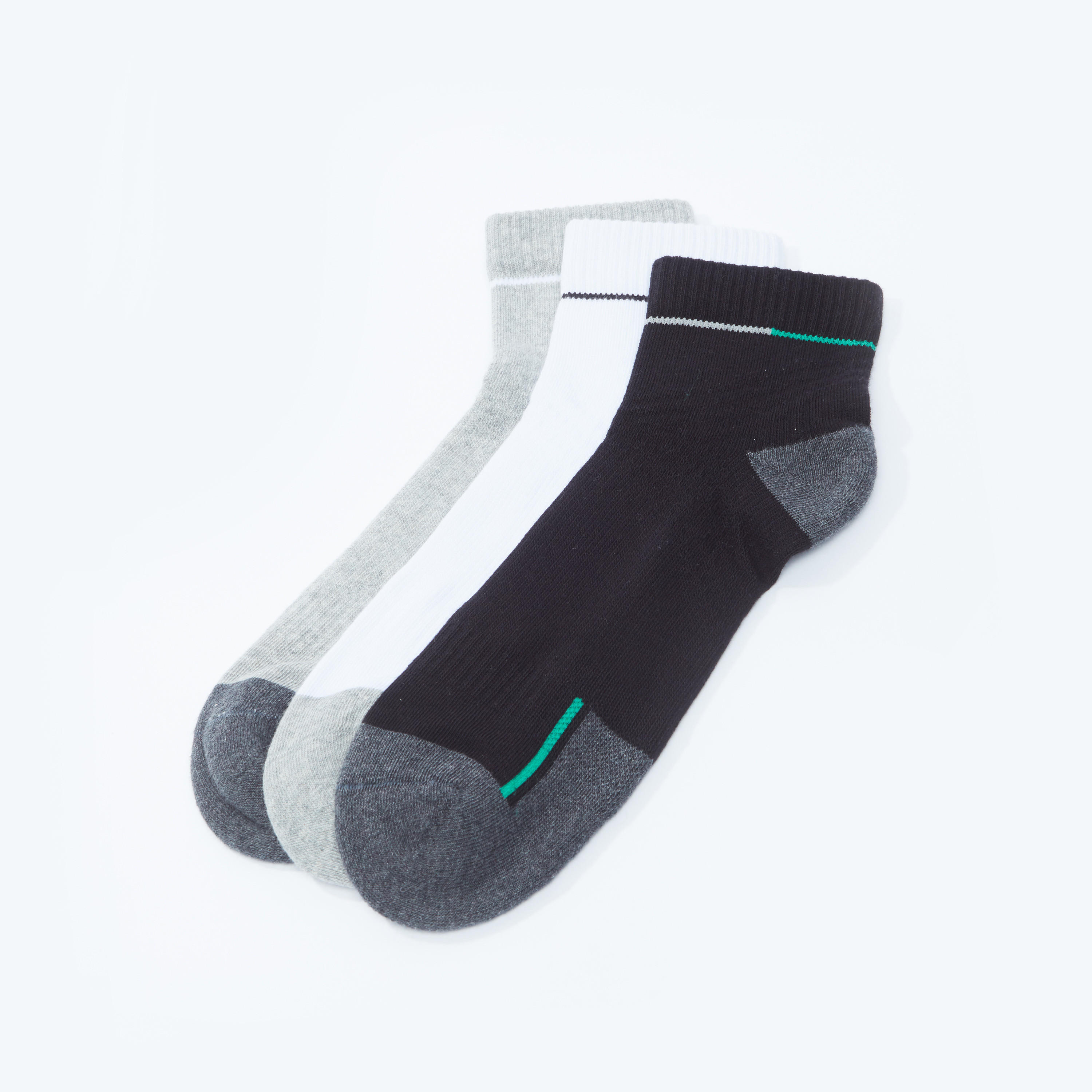 جوارب بارزة الملمس بطول الكاحل بحواف مضلّعة - طقم من 3 أزواج-men-socks-image-2