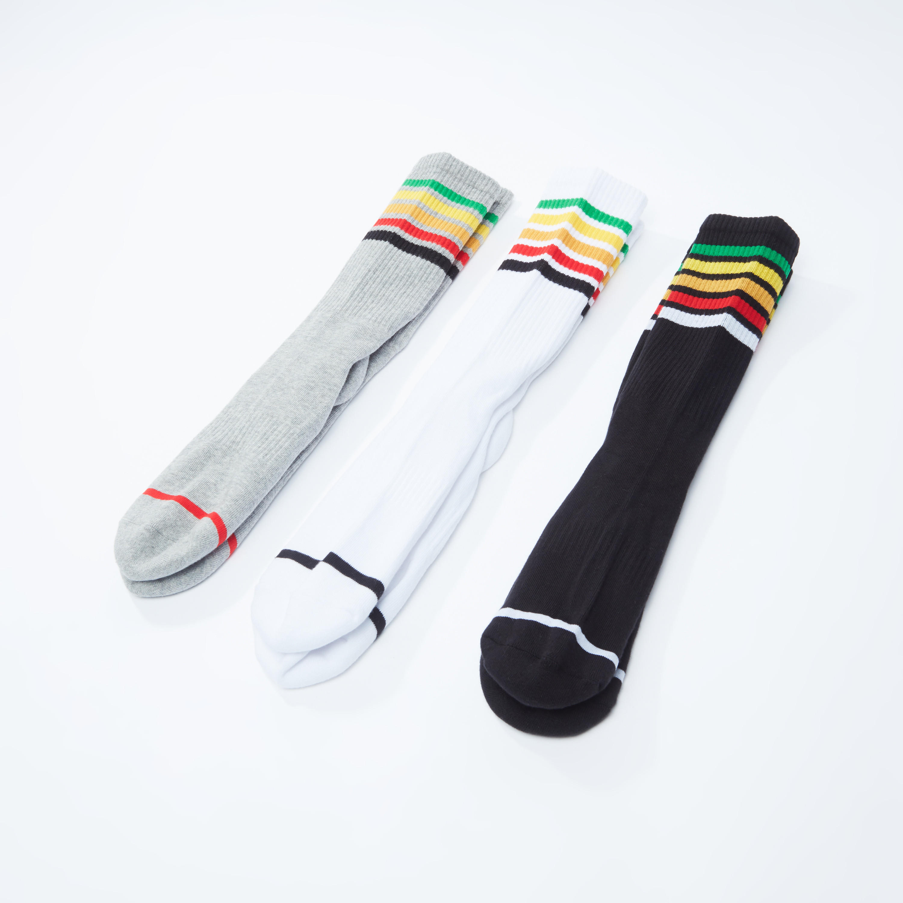 جوارب بارزة الملمس بطول متوسط وتقليمات - طقم من 3 أزواج-men-socks-image-1