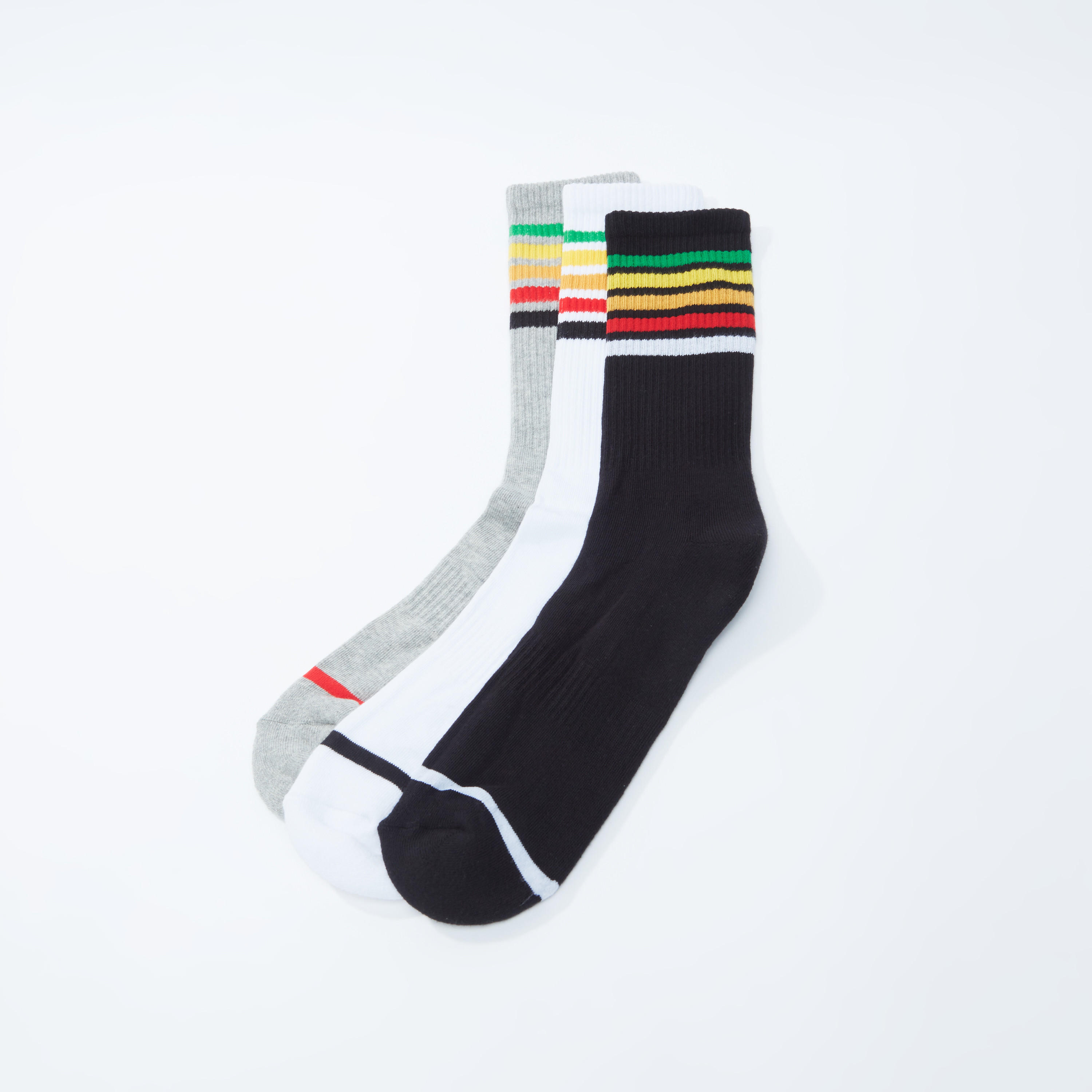 جوارب بارزة الملمس بطول متوسط وتقليمات - طقم من 3 أزواج-men-socks-image-2