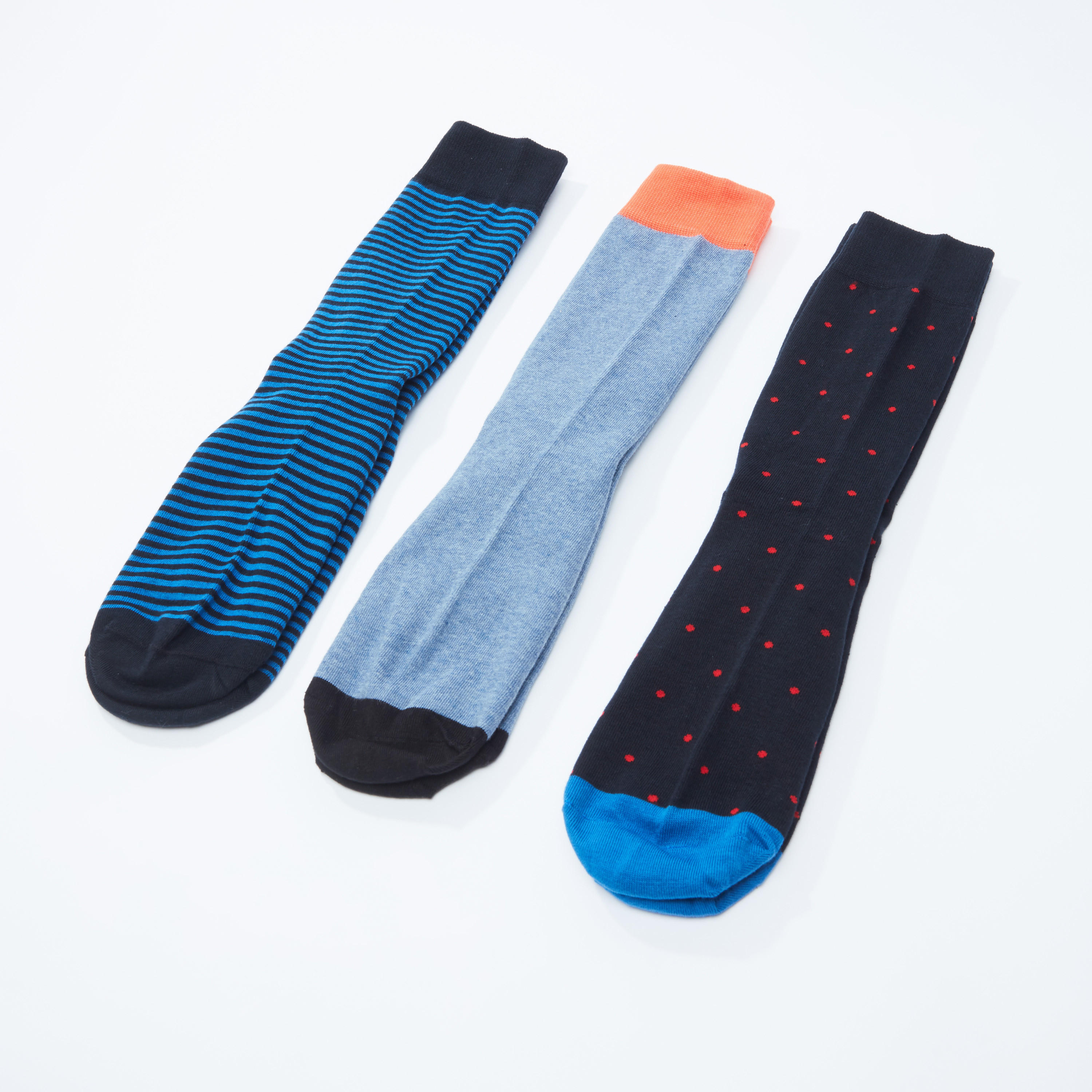 جوارب متنوعة متوسطة الطول بأساور مطّاطية - طقم من 3 أزواج-men-socks-image-1
