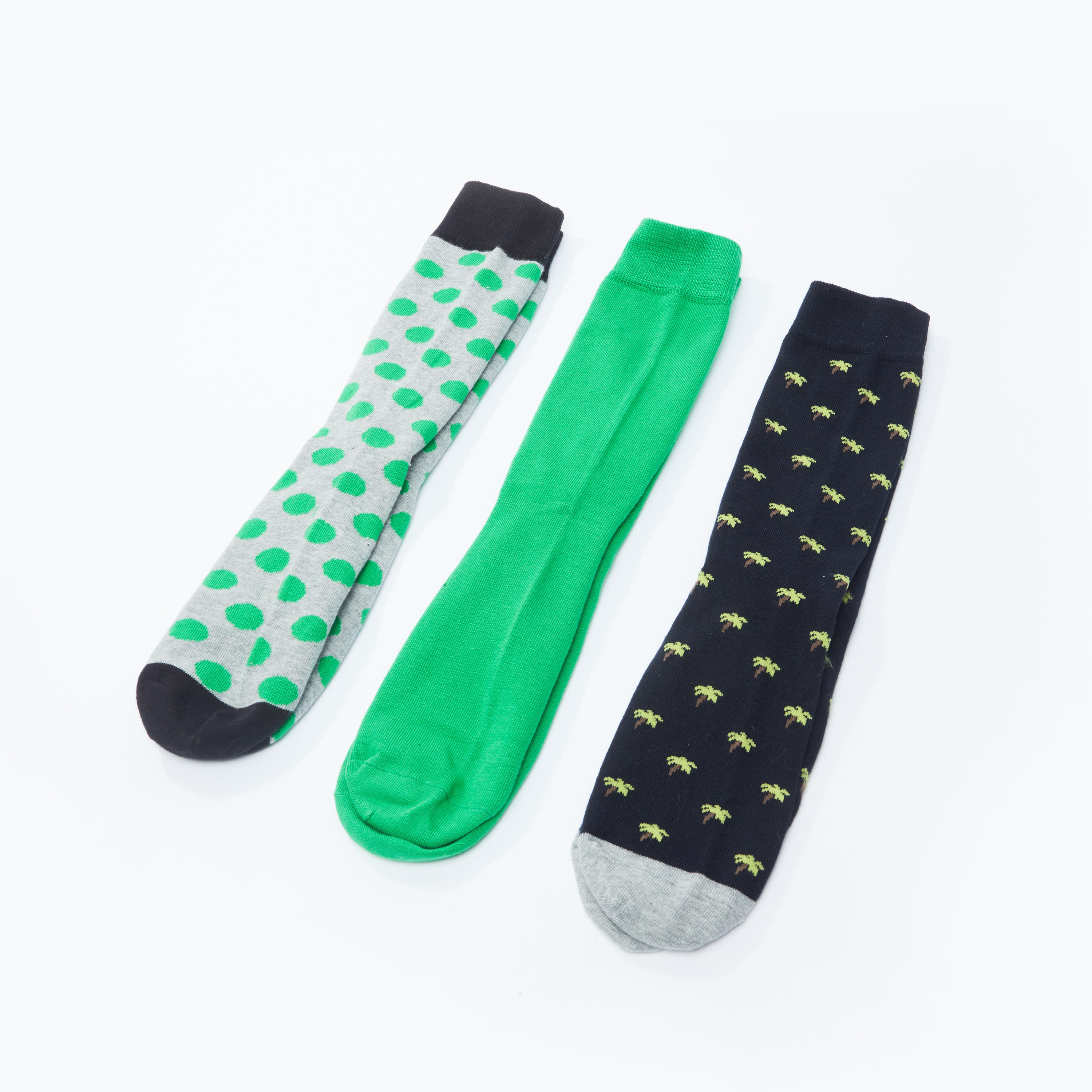جوارب متنوعة متوسطة الطول بأساور مطّاطية - طقم من 3 أزواج-men-socks-image-1