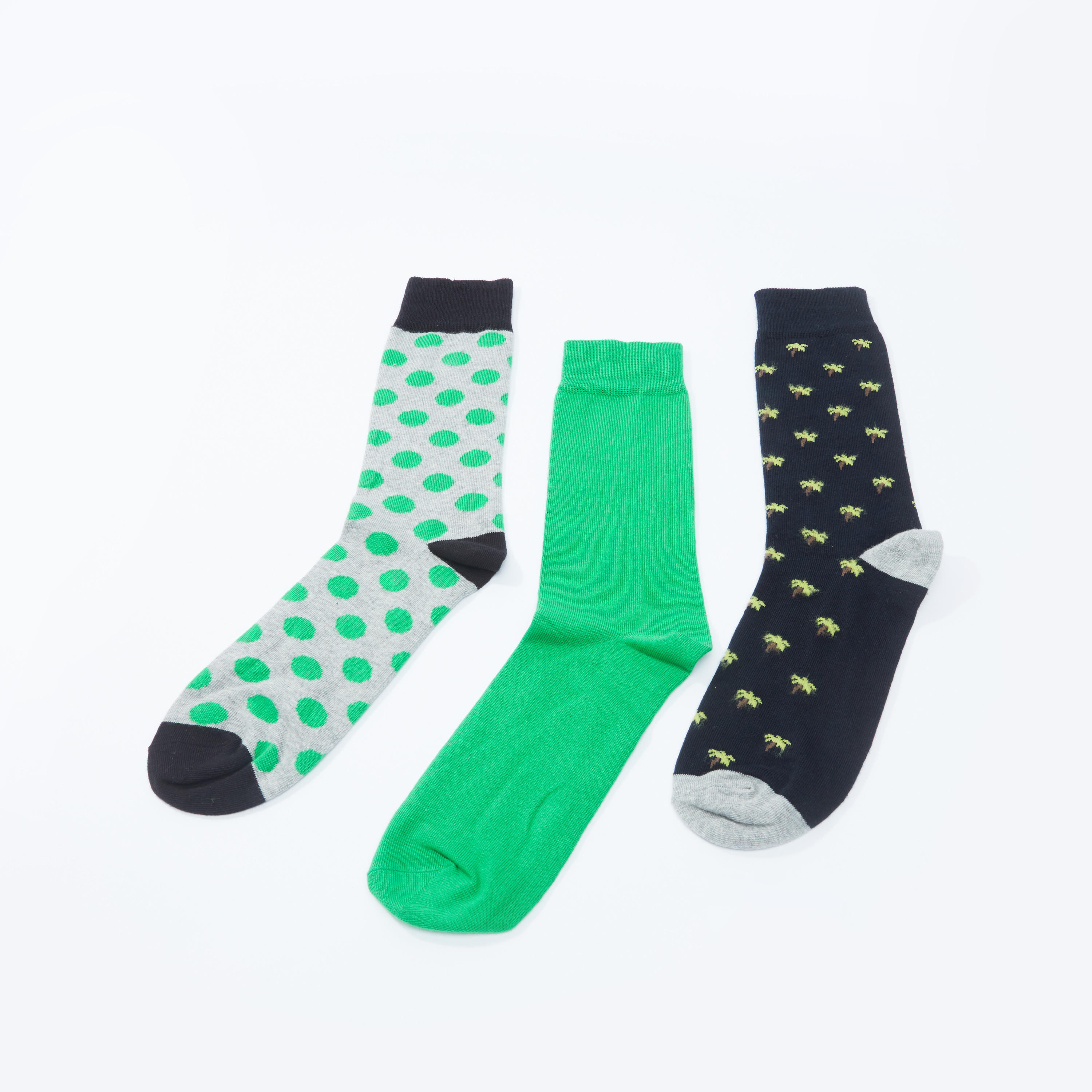جوارب متنوعة متوسطة الطول بأساور مطّاطية - طقم من 3 أزواج-men-socks-image-3