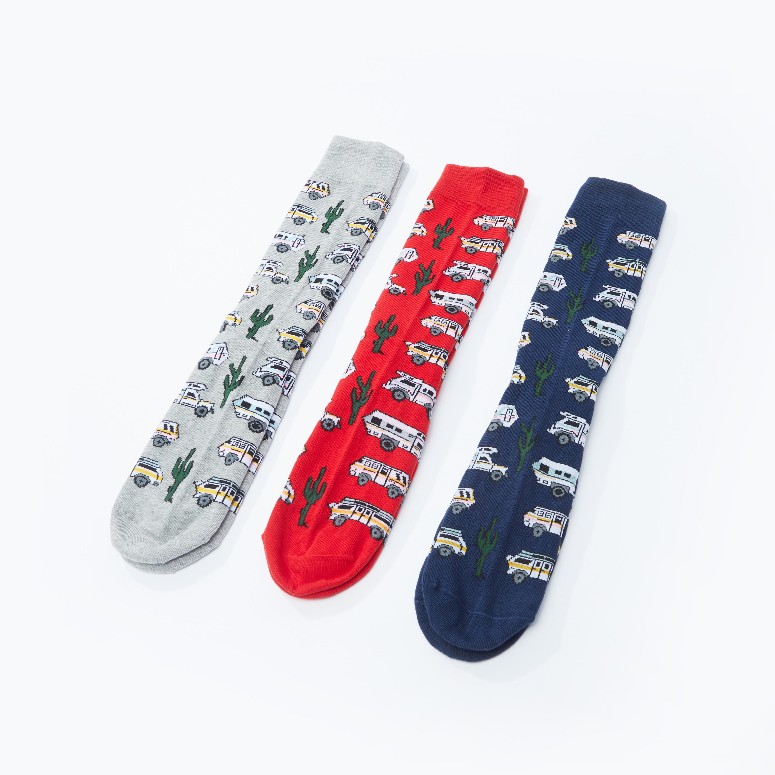 جوارب متنوعة متوسطة الطول بأساور مطّاطية - طقم من 3 أزواج-men-socks-image-1