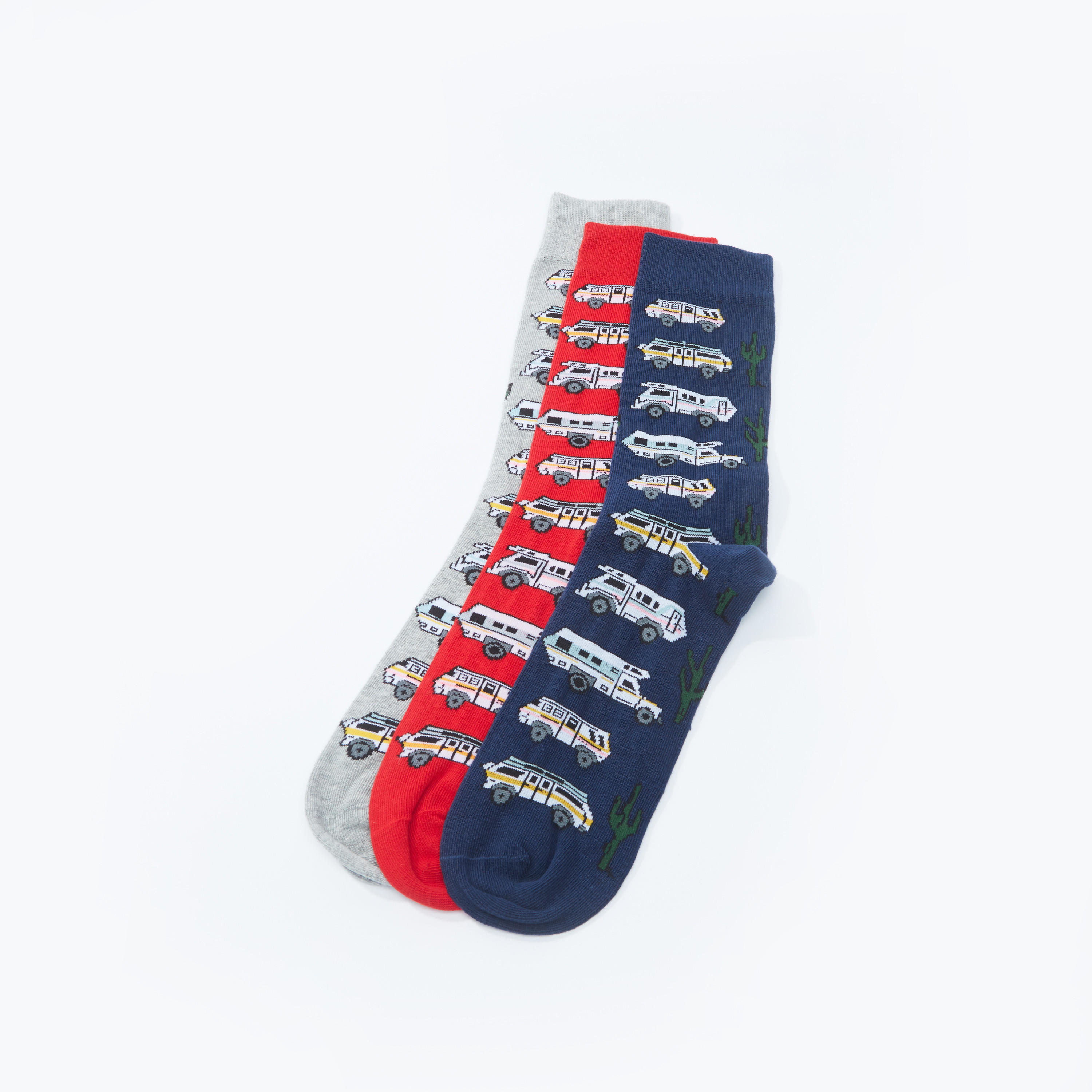 جوارب متنوعة متوسطة الطول بأساور مطّاطية - طقم من 3 أزواج-men-socks-image-2