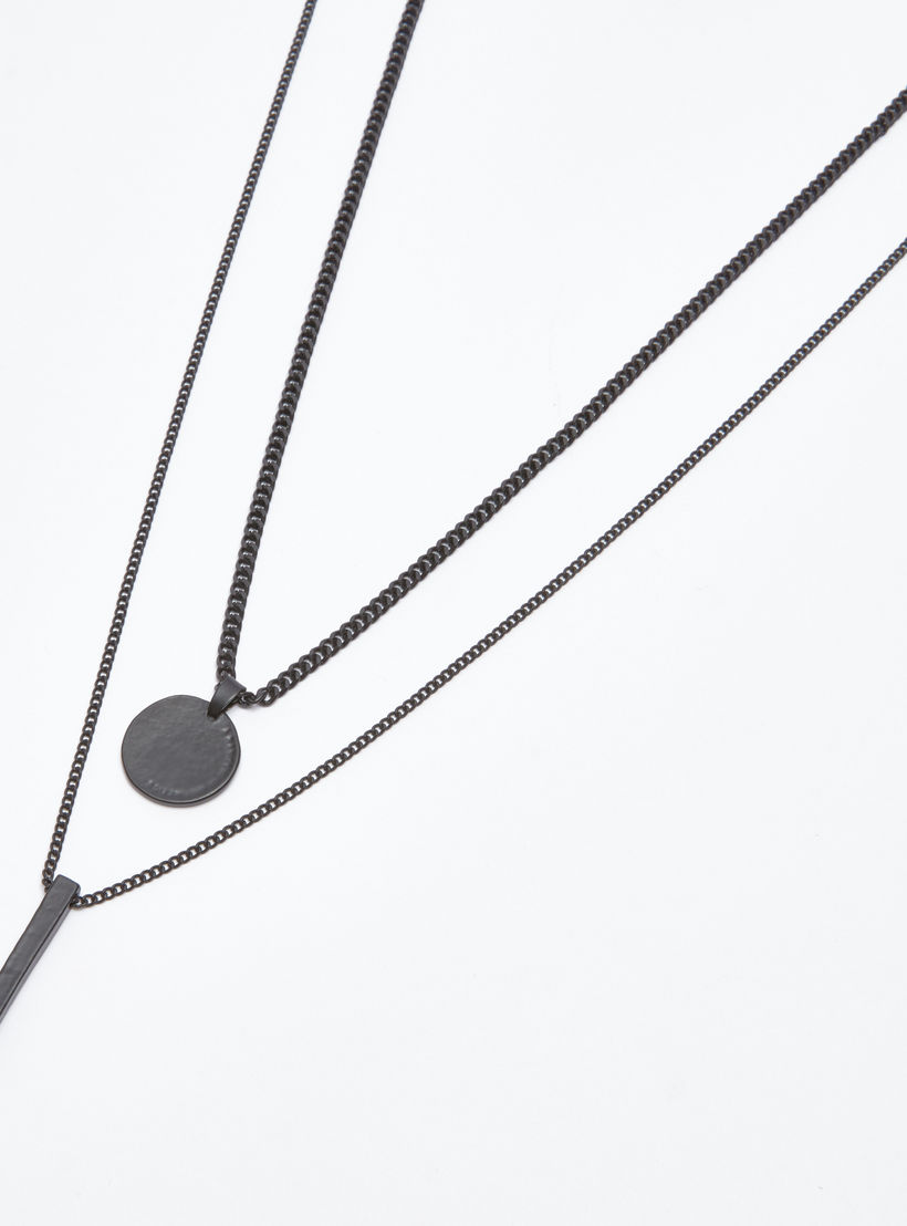 قلادة بدلّاية ميتاليك بمشبك إغلاق - طقم من قطعتين-men-watchesandjewellery-necklacesandpendants-image-1