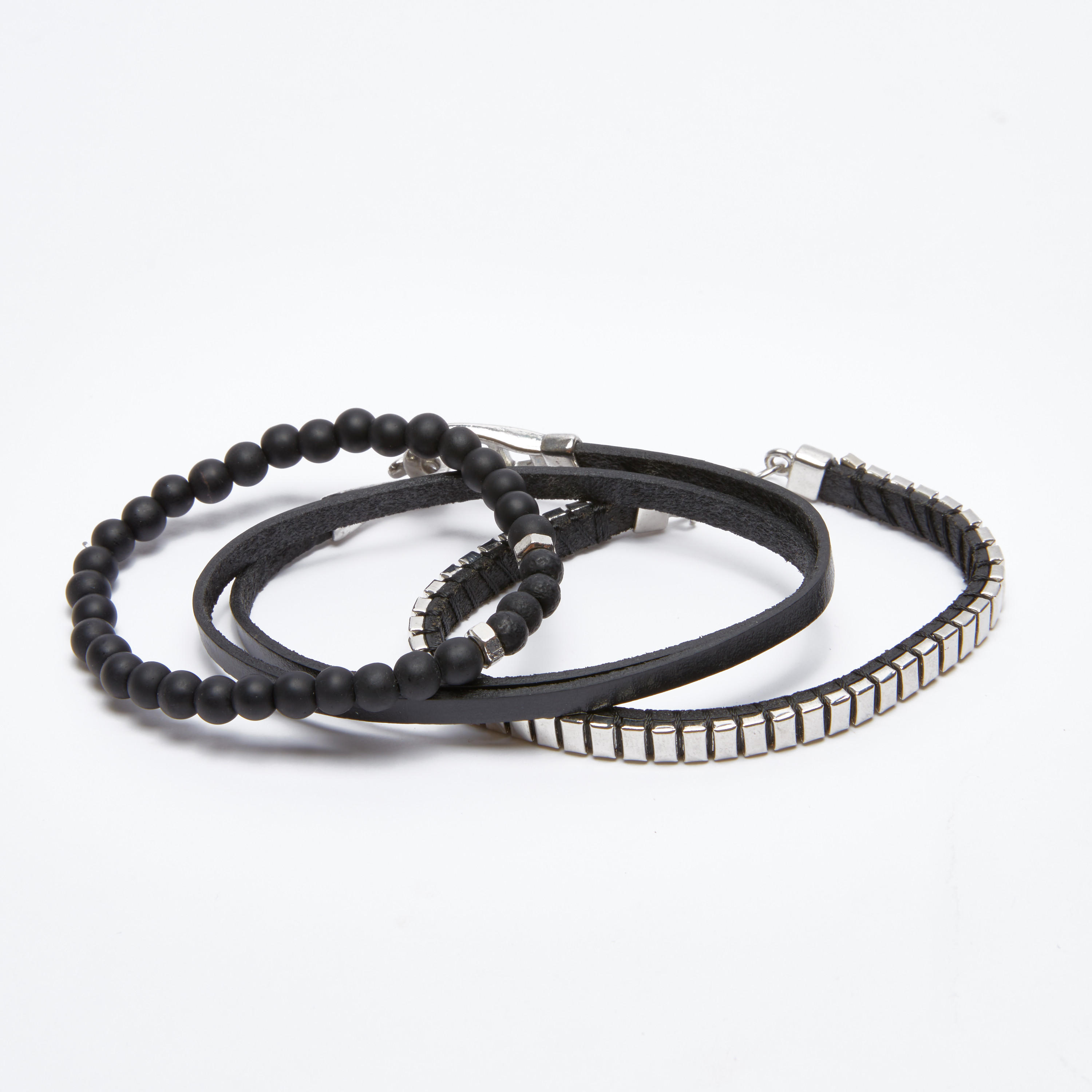 أساور متنوعة - طقم من قطعتين-men-watchesandjewellery-bracelets-image-1