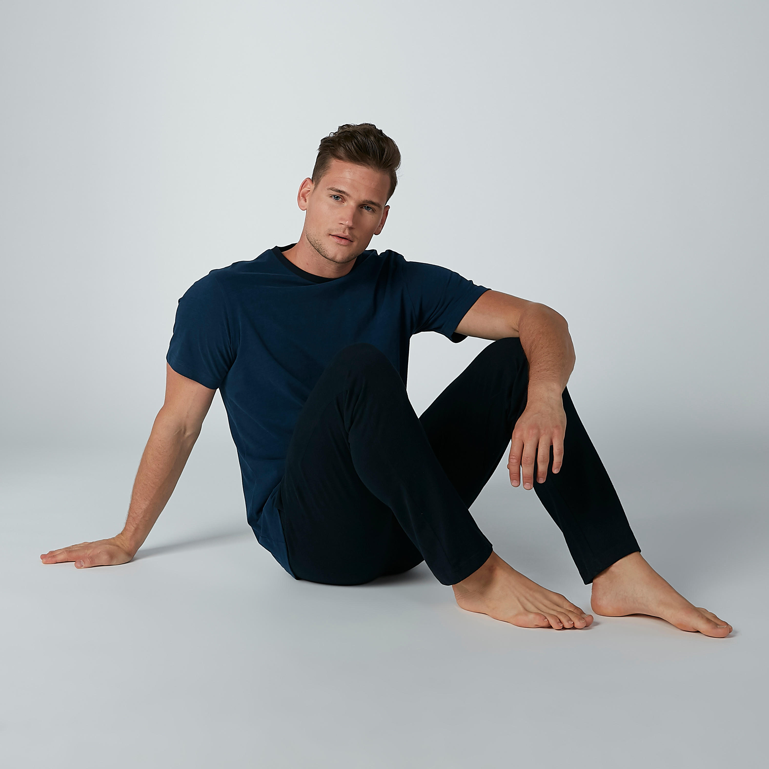 Plain Round Neck T-shirt and Pyjama Set-men-clothing-nightwear-sets-image-1