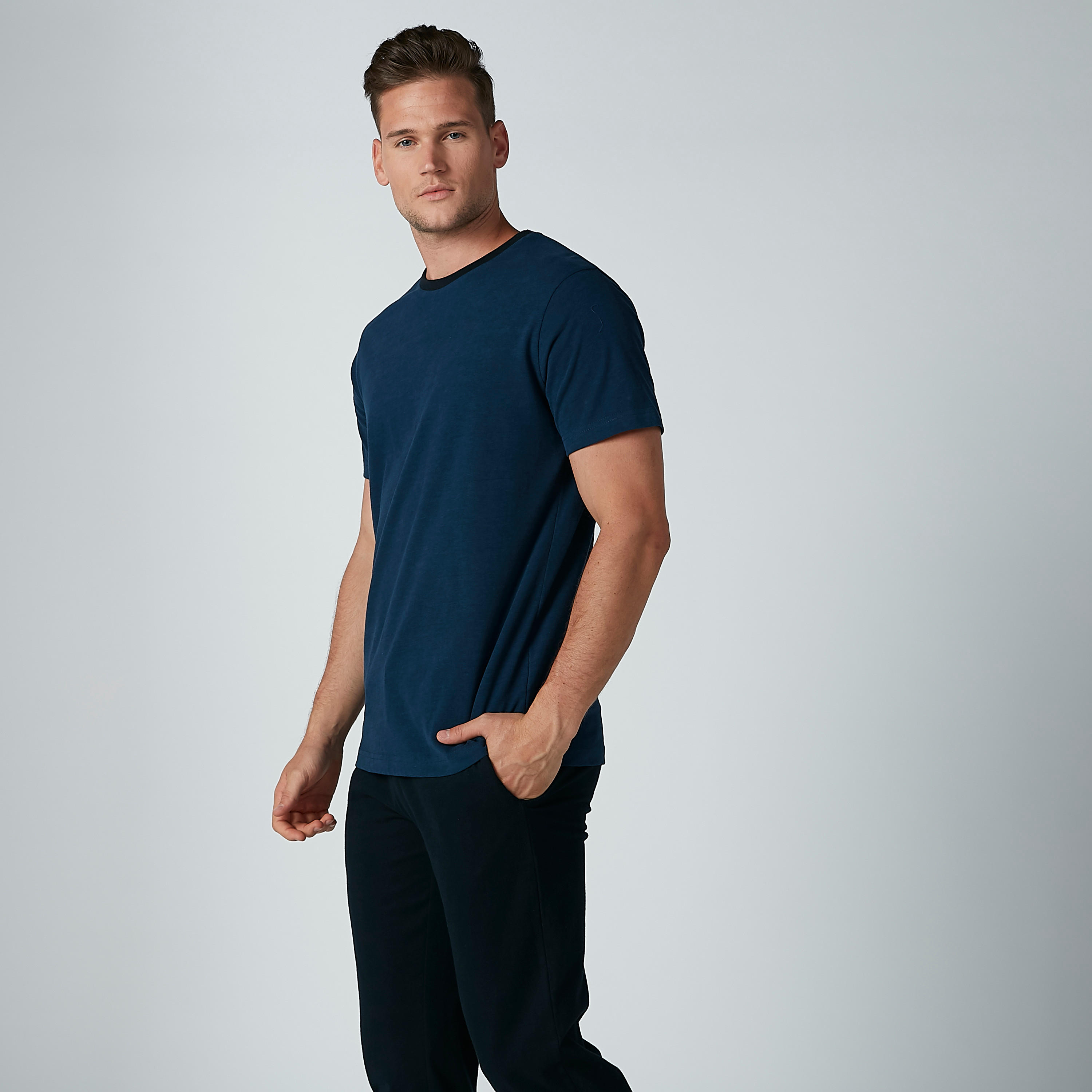 Plain Round Neck T-shirt and Pyjama Set-men-clothing-nightwear-sets-image-2