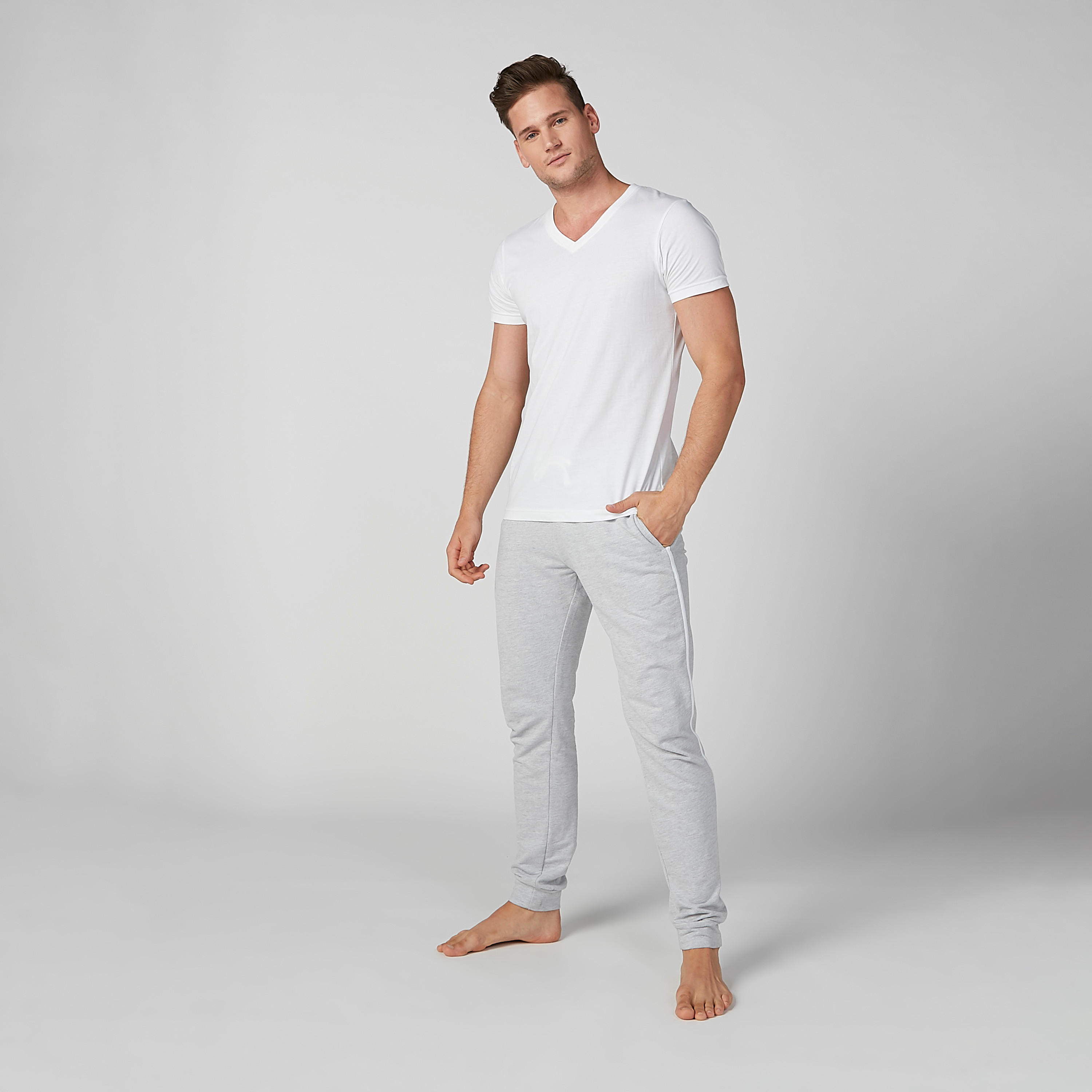 Full Length Plain Jog Pants with Pocket Detail and Drawstring-men-clothing-bottoms-joggers-image-2