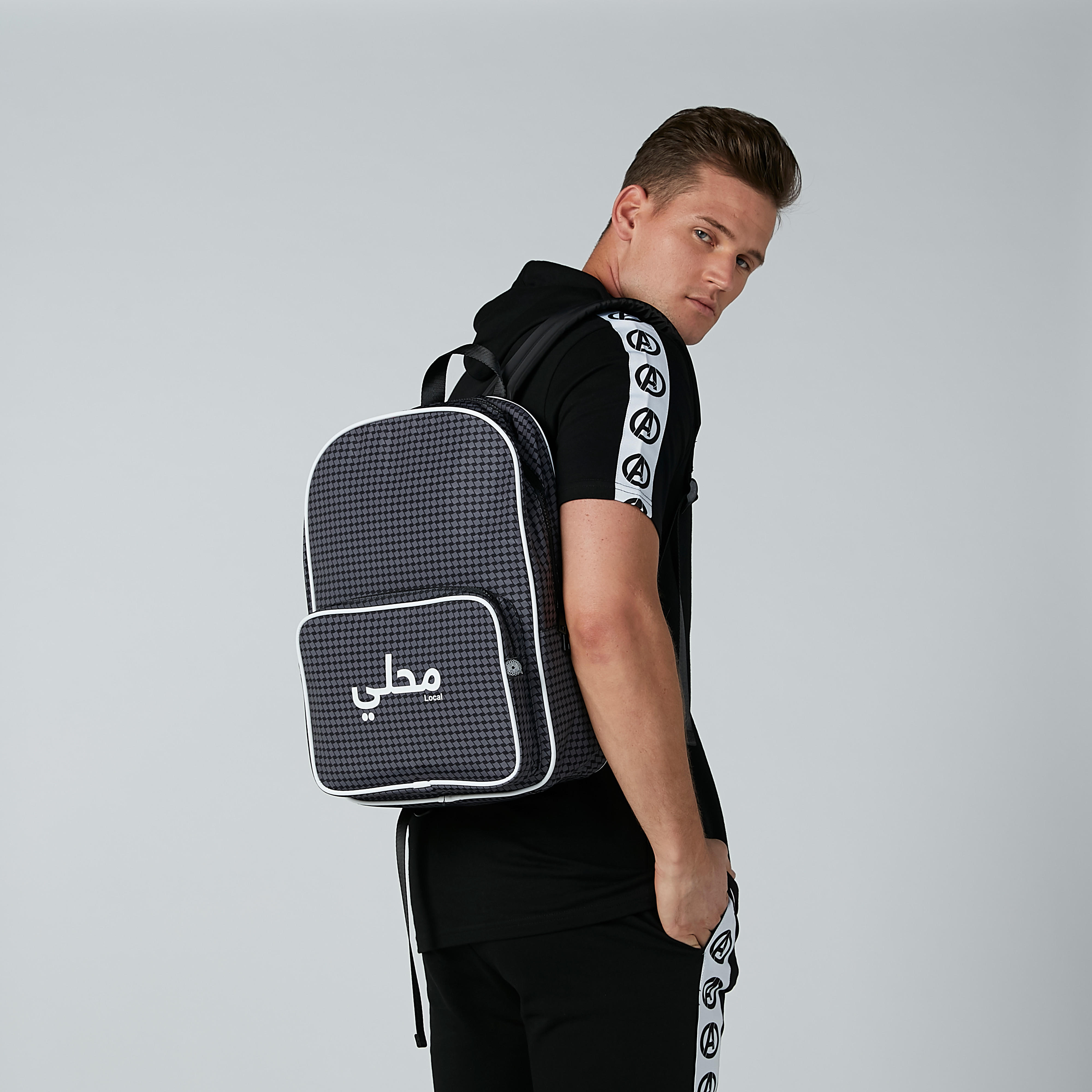 Printed Backpack with Adjustable Shoulder Straps and Zip Closure-men-bags-image-2
