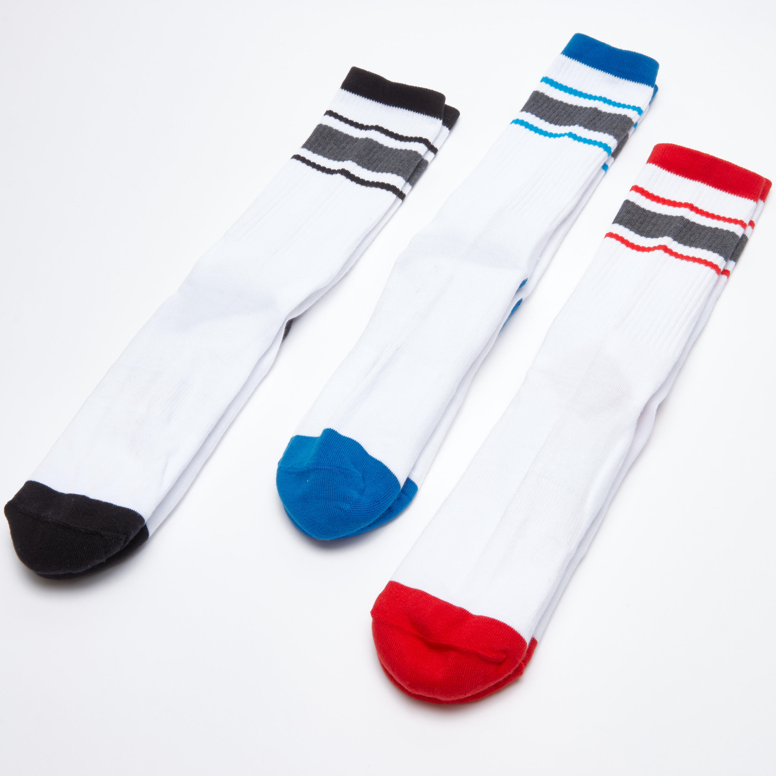 جوارب مقلمة بطول متوسط - طقم من 3 أزواج-men-socks-image-1