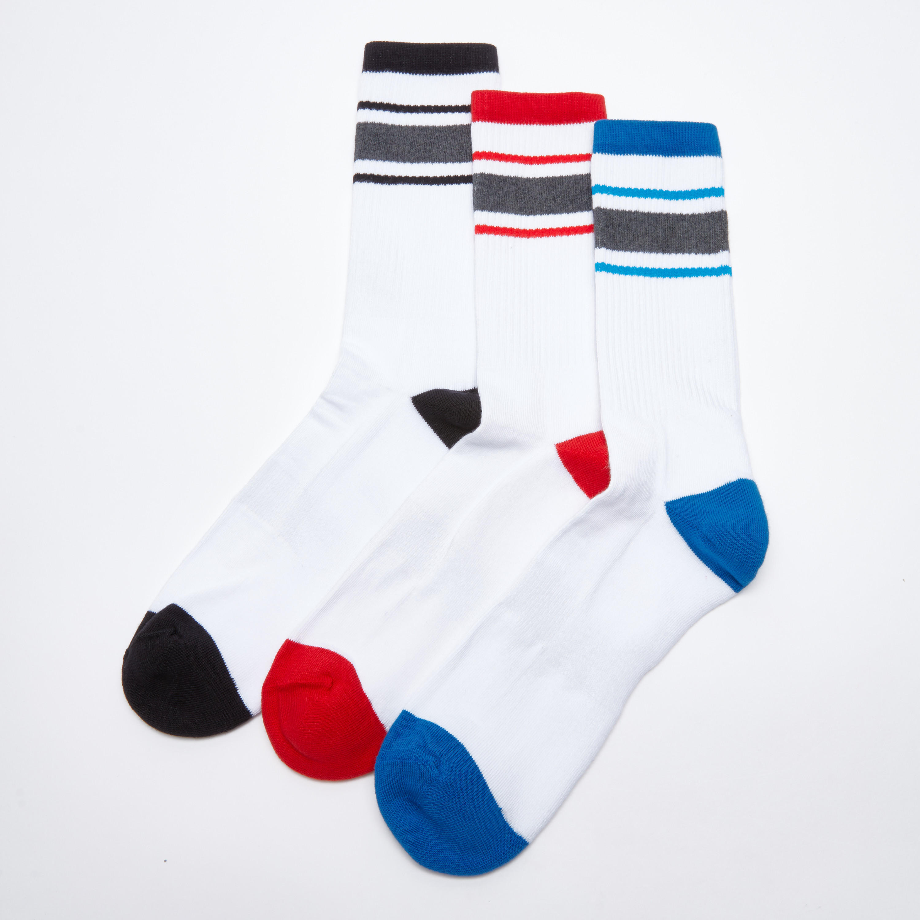 جوارب مقلمة بطول متوسط - طقم من 3 أزواج-men-socks-image-2