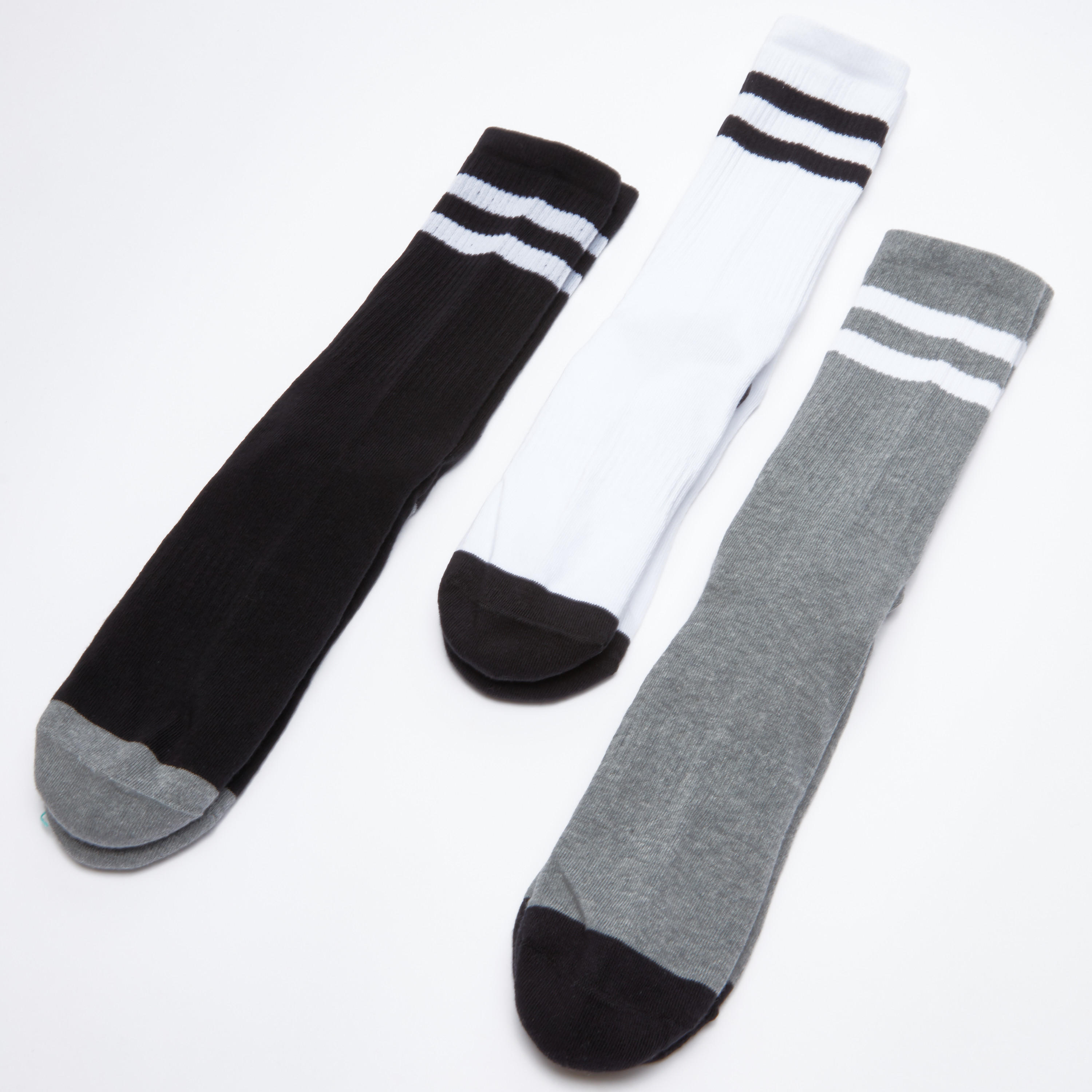 جوارب مقلّمة متوسطة الطول بأساور مضلّعة - طقم من 3 أزواج-men-socks-image-3