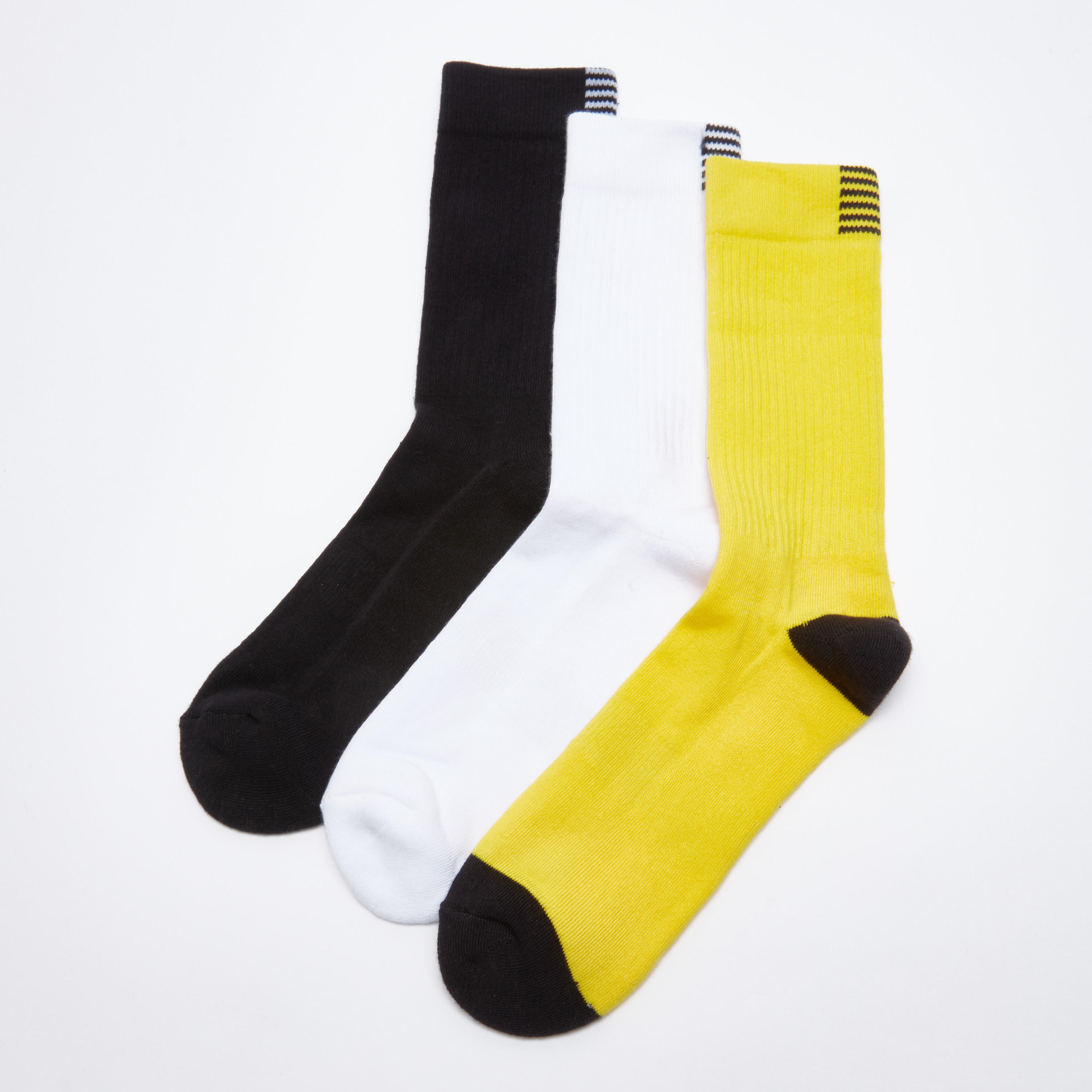 جوارب مضلّعة بطول متوسط - طقم من 3 أزواج-men-socks-image-2