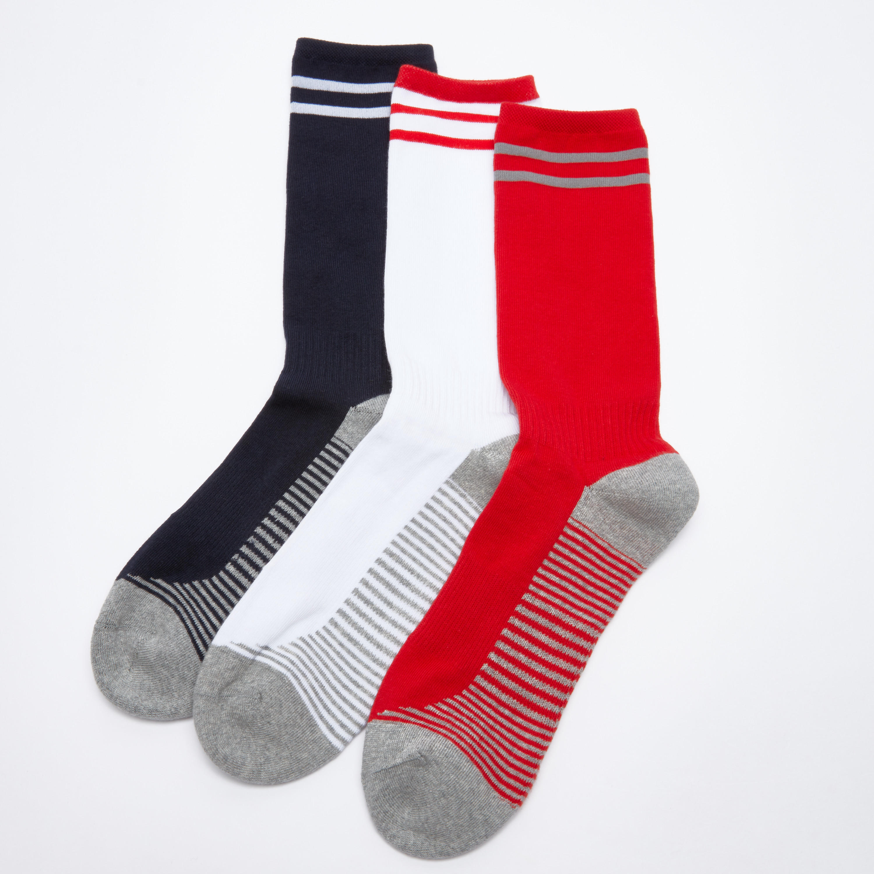 جوارب مقلمة بطول متوسط - طقم من 3 أزواج-men-socks-image-2