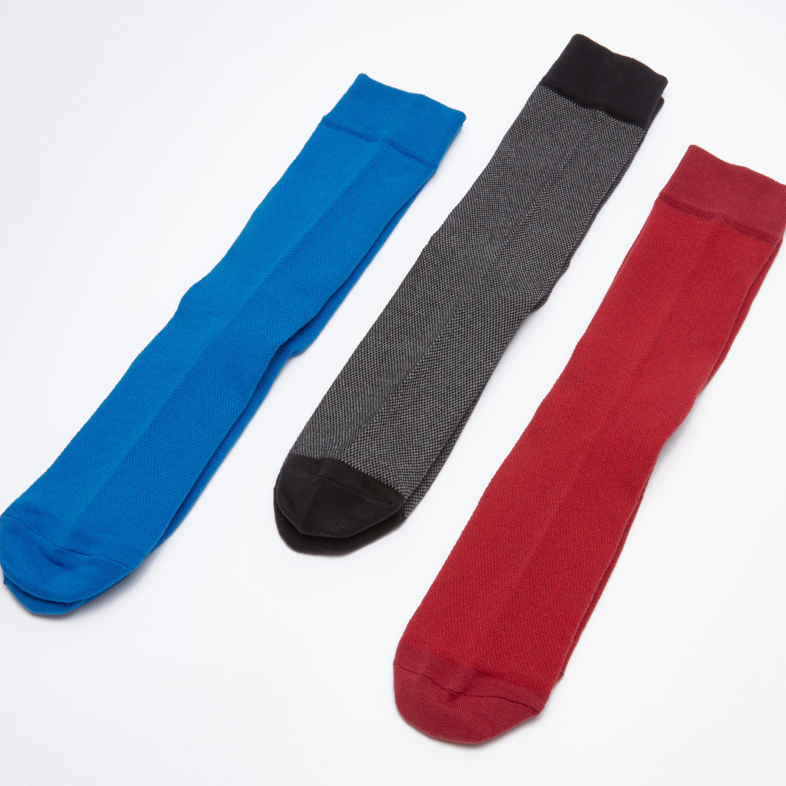 جوارب متوسطة الطول بأساور مضلّعة - طقم من 3 أزواج-men-socks-image-1