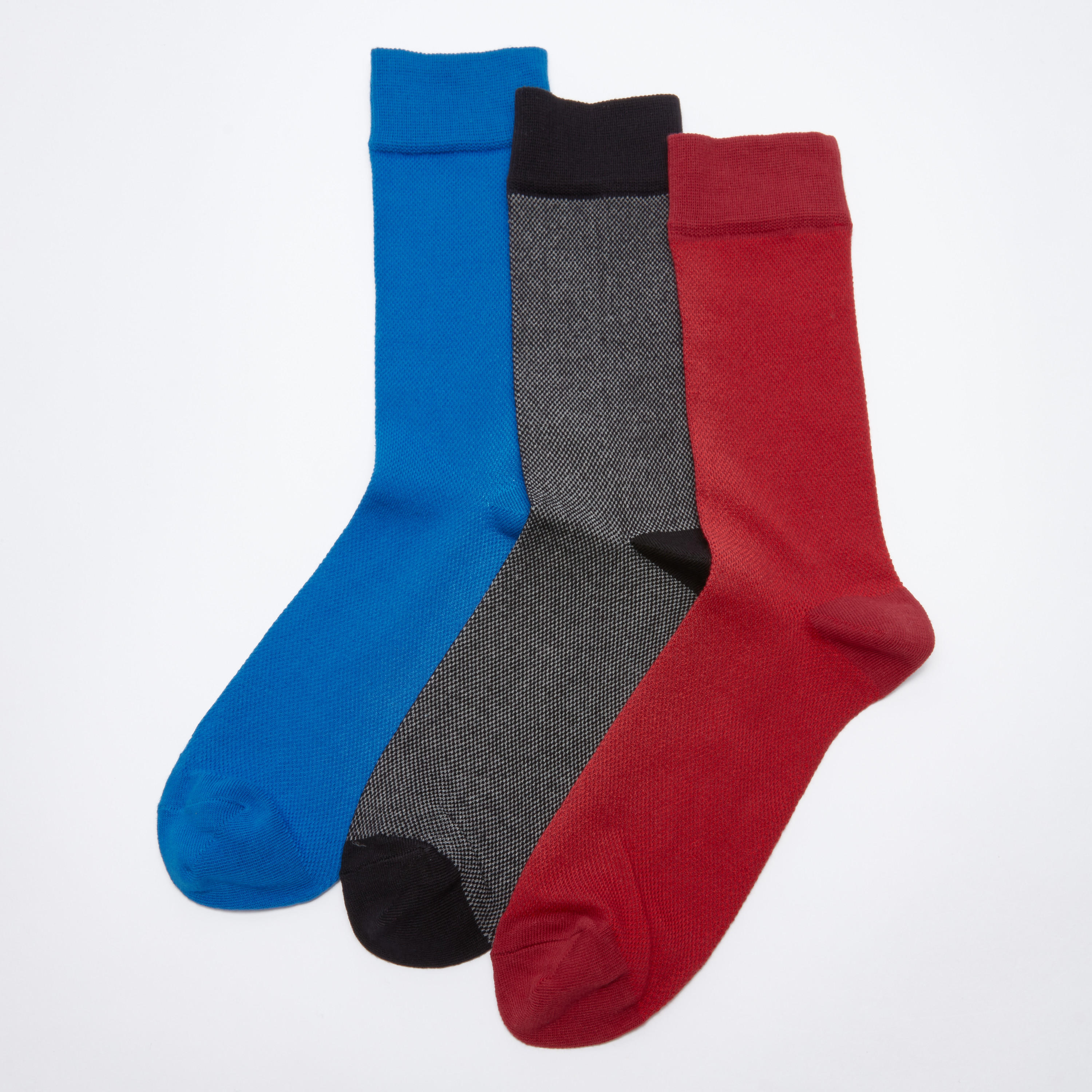 جوارب متوسطة الطول بأساور مضلّعة - طقم من 3 أزواج-men-socks-image-2