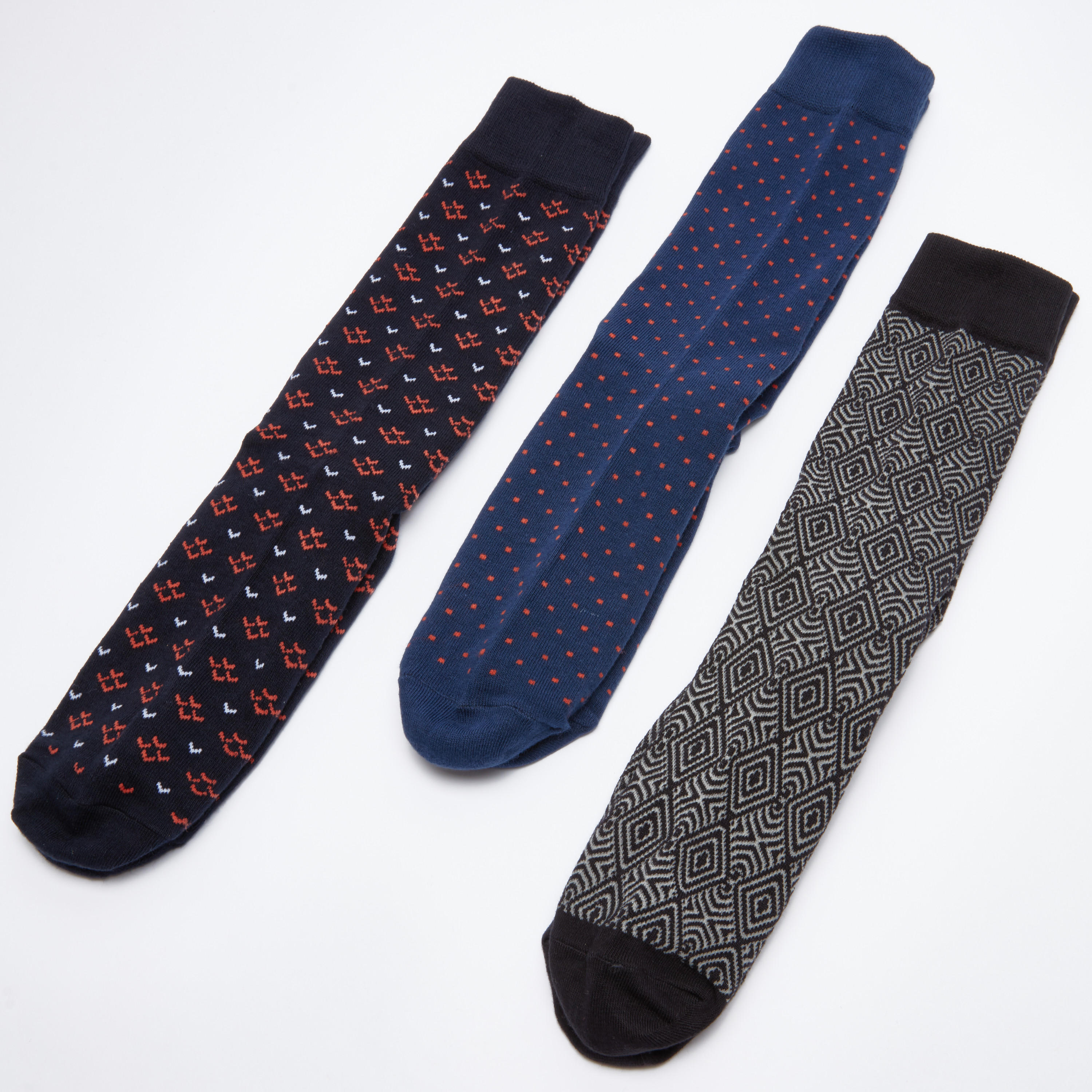 جوارب متوسطة الطول بطبعات - طقم من 3 أزواج-men-socks-image-1