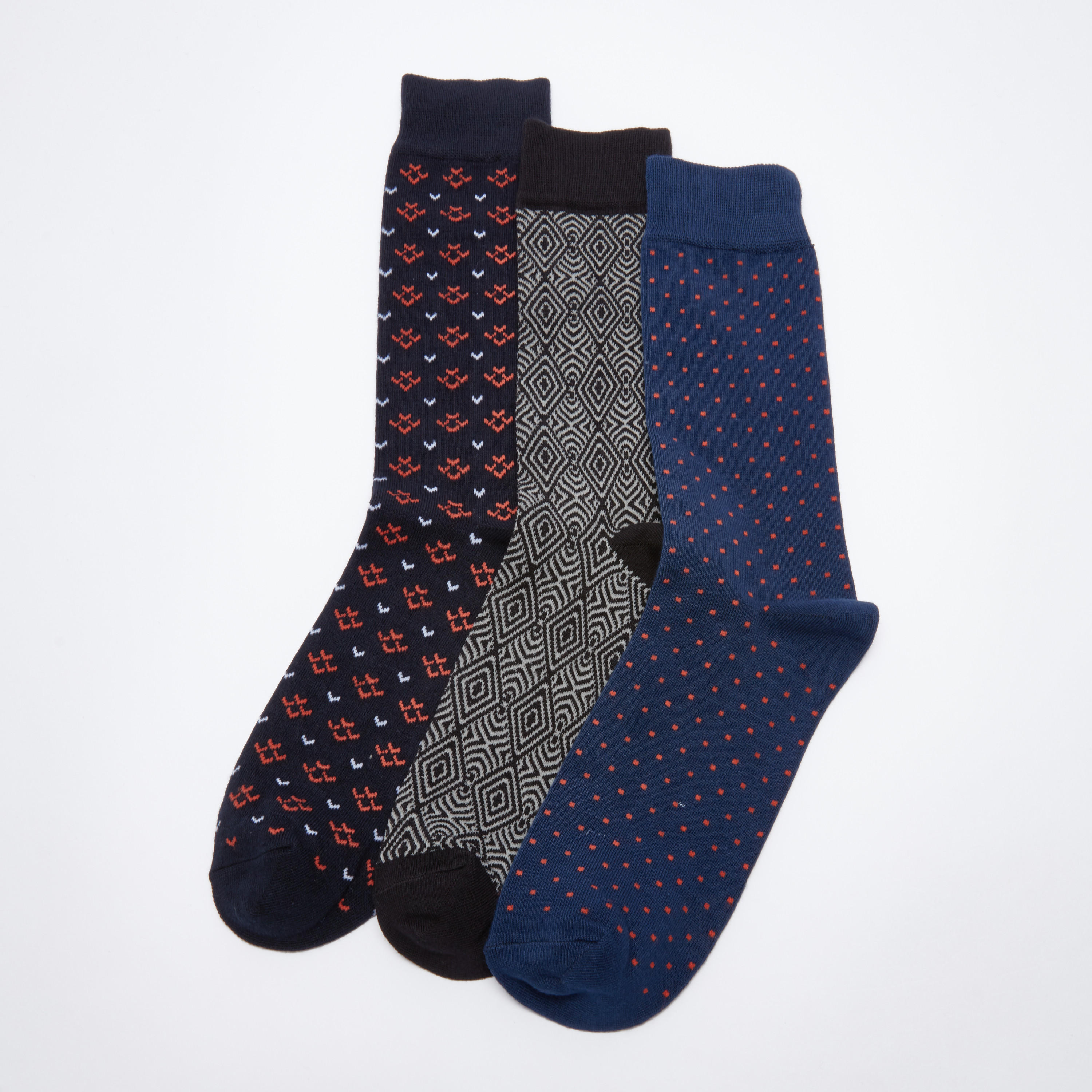 جوارب متوسطة الطول بطبعات - طقم من 3 أزواج-men-socks-image-2