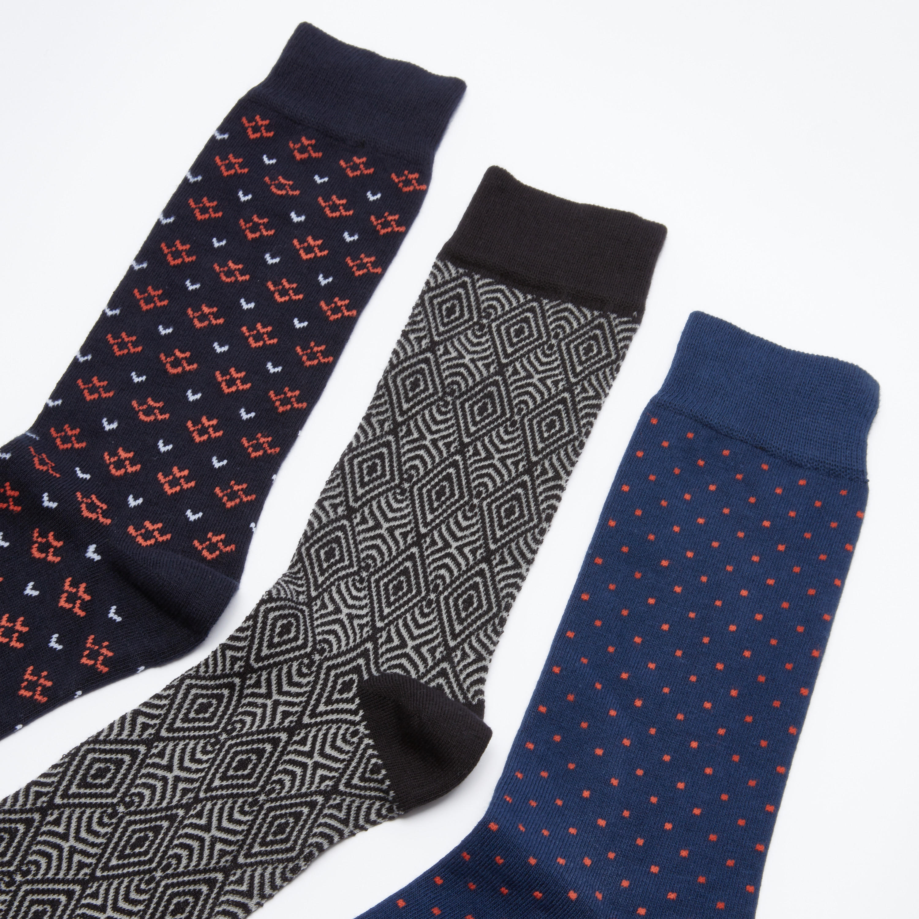 جوارب متوسطة الطول بطبعات - طقم من 3 أزواج-men-socks-image-3