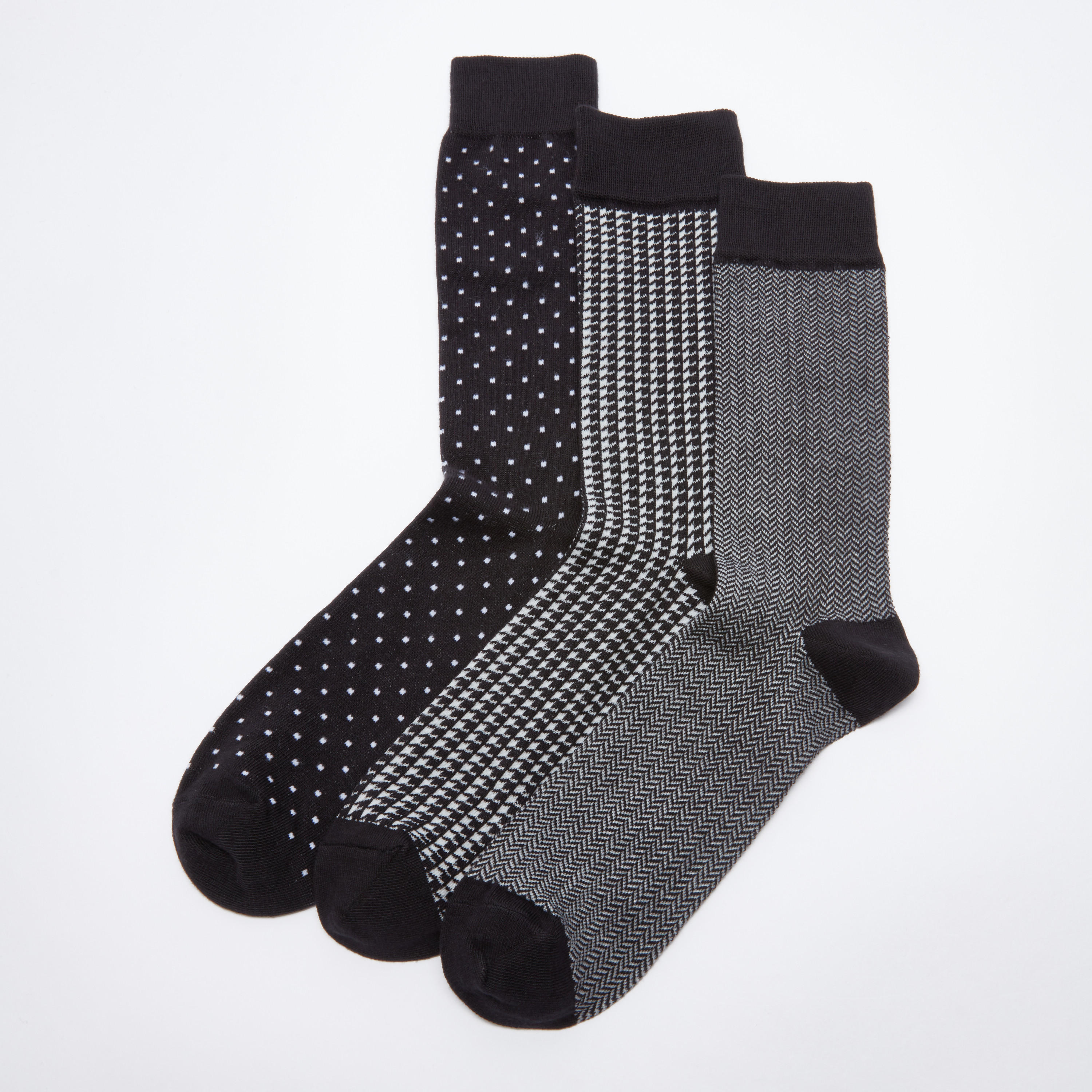 جوارب متوسطة الطول بأساور مطّاطية وطبعات - طقم من 3 أزواج-men-socks-image-2