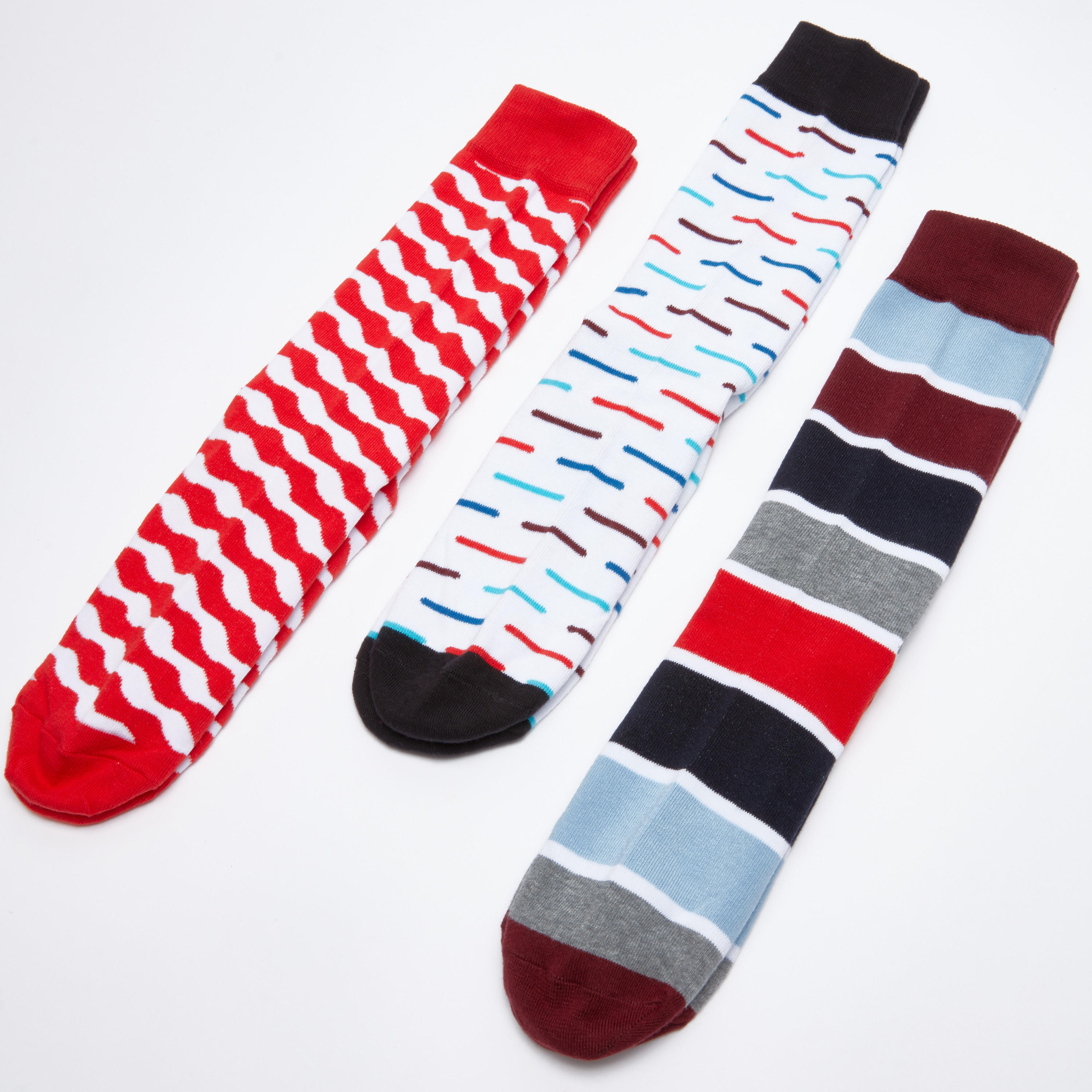 Printed Socks with Ribbed Cuffs - Set of 3-men-socks-image-1