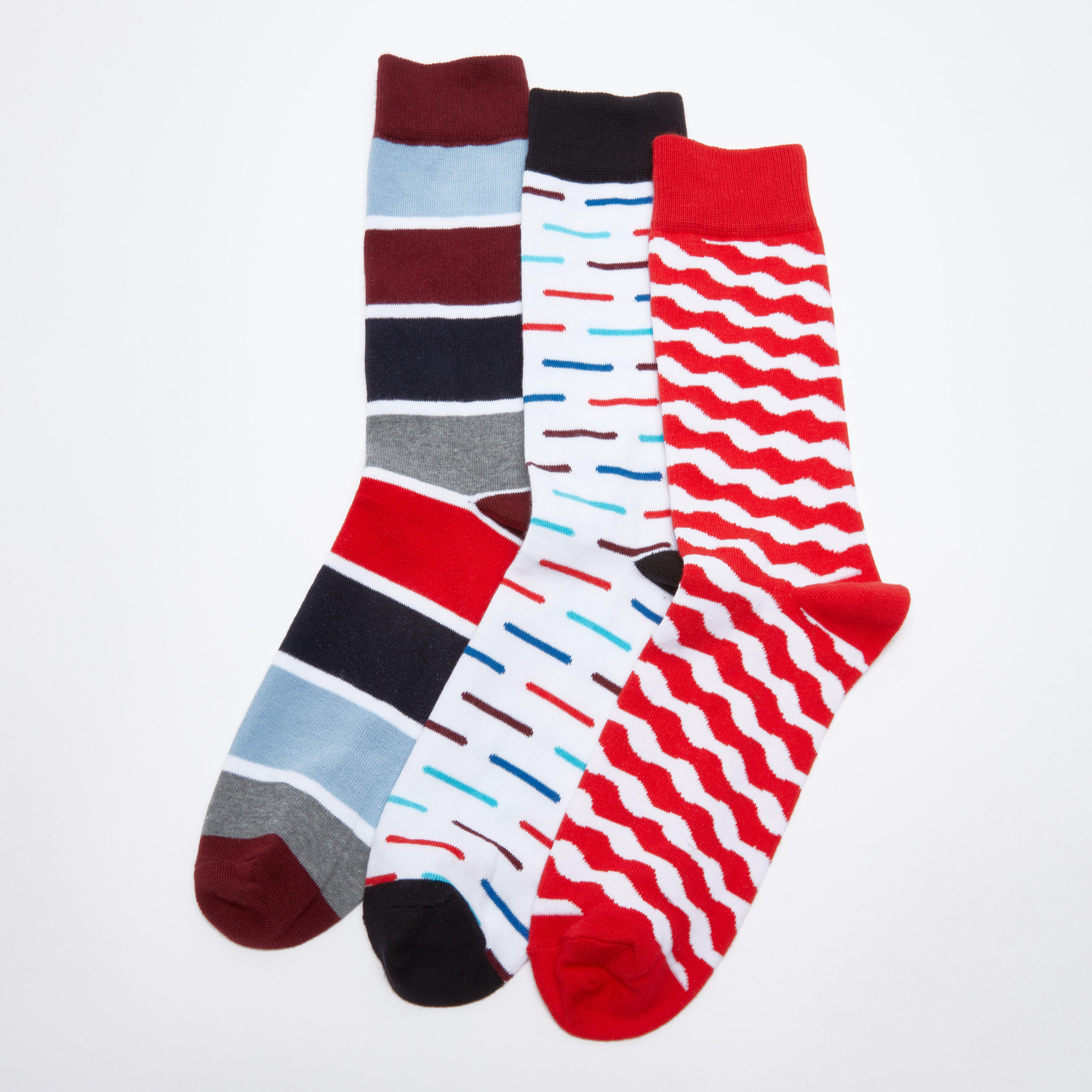 Printed Socks with Ribbed Cuffs - Set of 3-men-socks-image-2