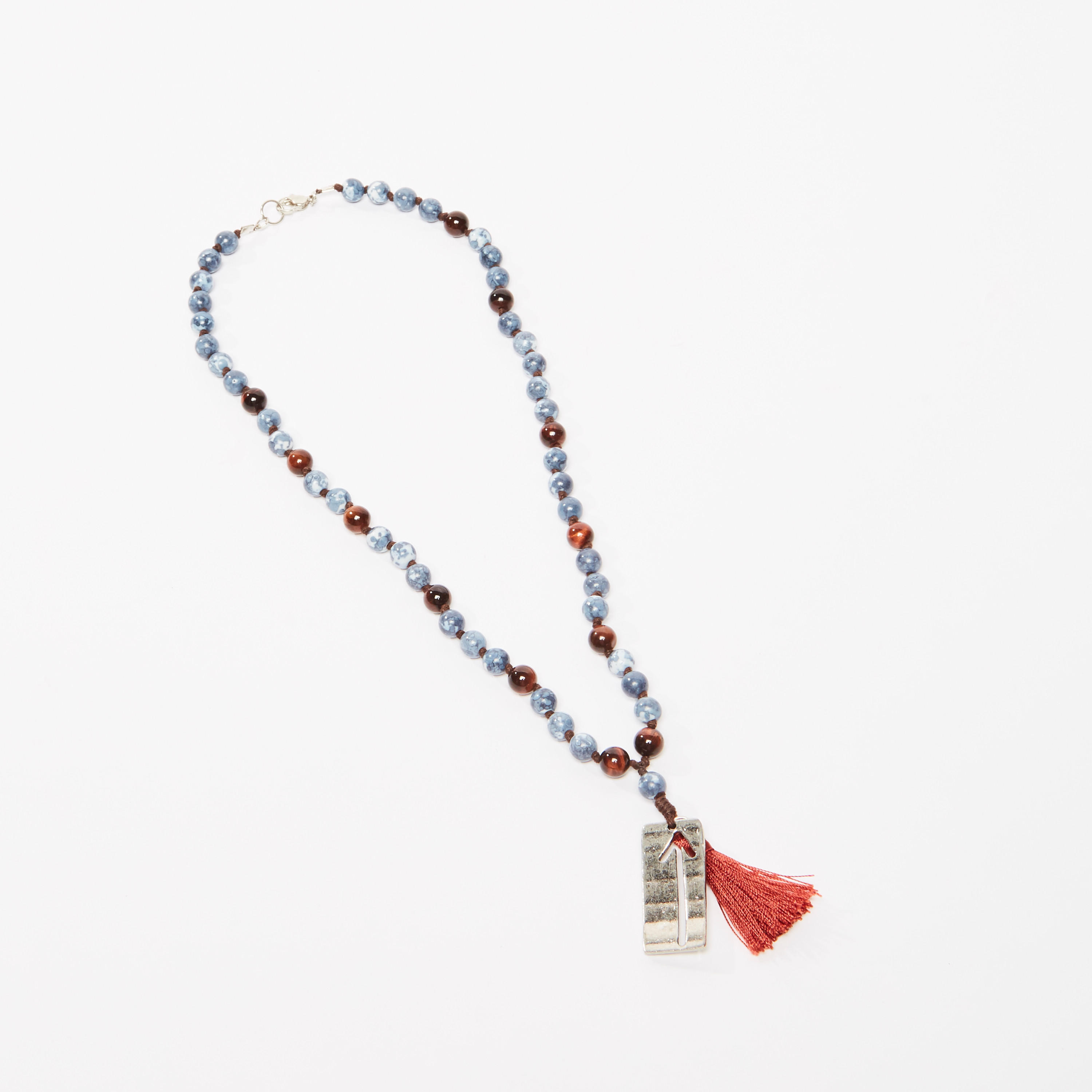 قلادة بدلّاية ميتاليك بتفاصيل مرصّعة ومشبك إغلاق-men-watchesandjewellery-necklacesandpendants-image-1