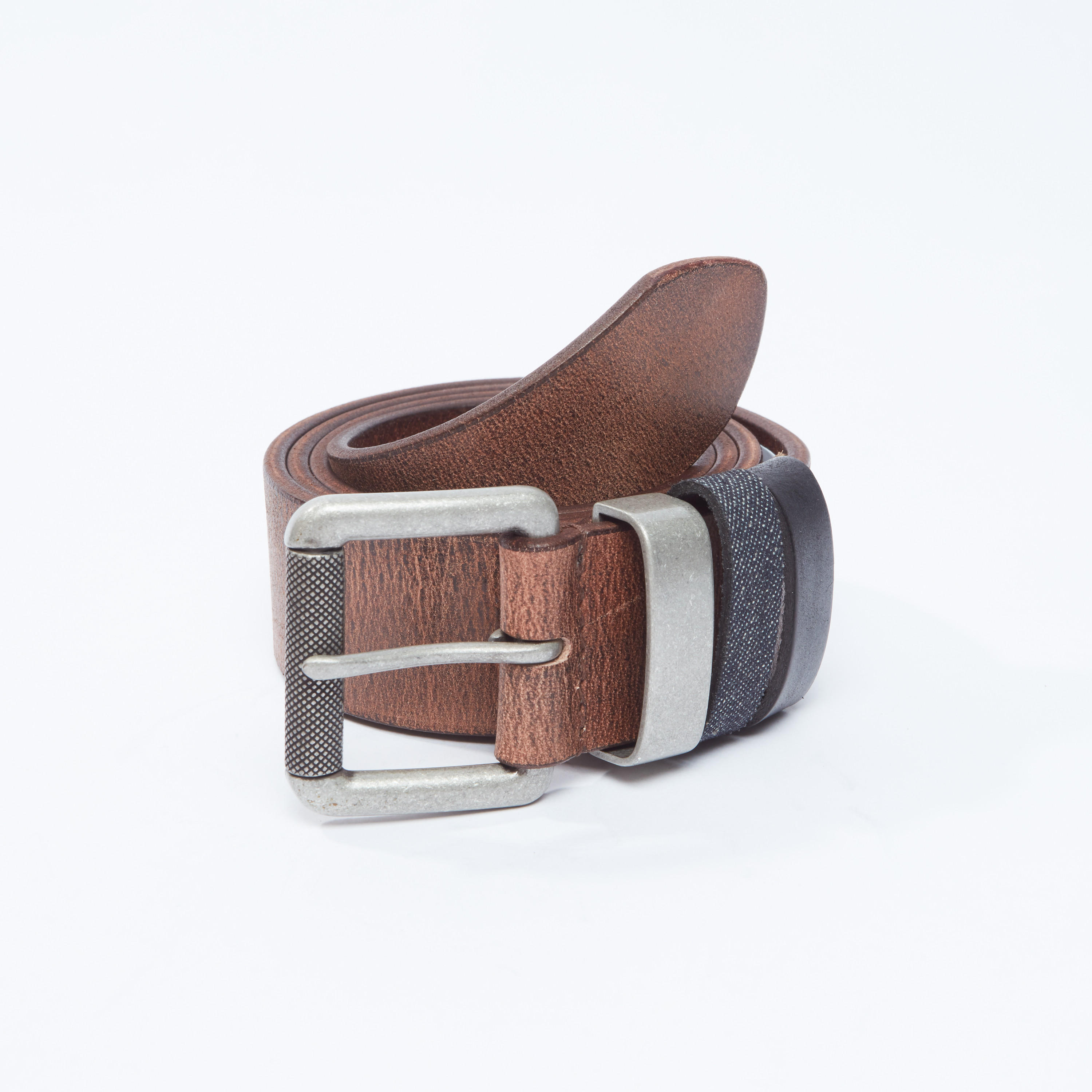 حزام بارز الملمس بإبزيم بدبوس-men-beltsandwallets-belts-image-1