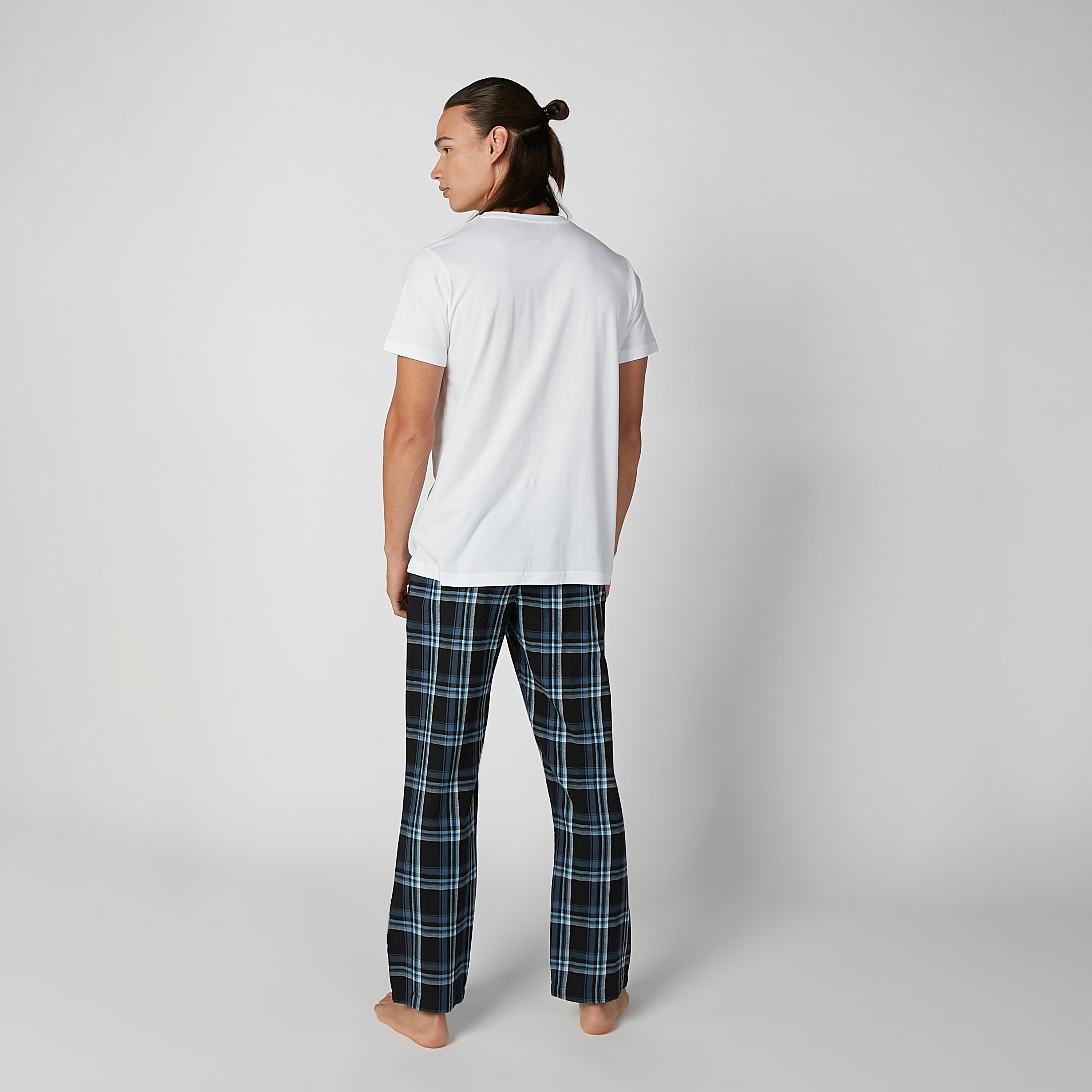 Printed Round Neck T-shirt and Chequered Pyjama Set-men-clothing-nightwear-sets-image-5