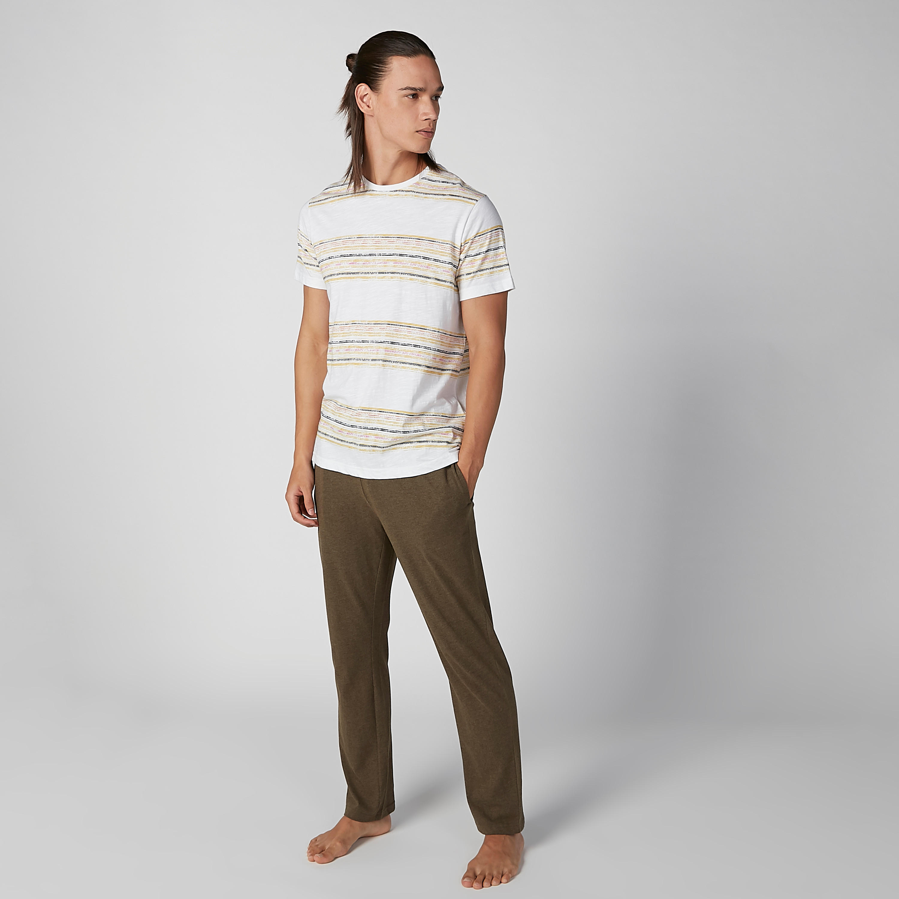 Printed Round Neck T-shirt and Plain Pyjama Set-men-clothing-nightwear-sets-image-1