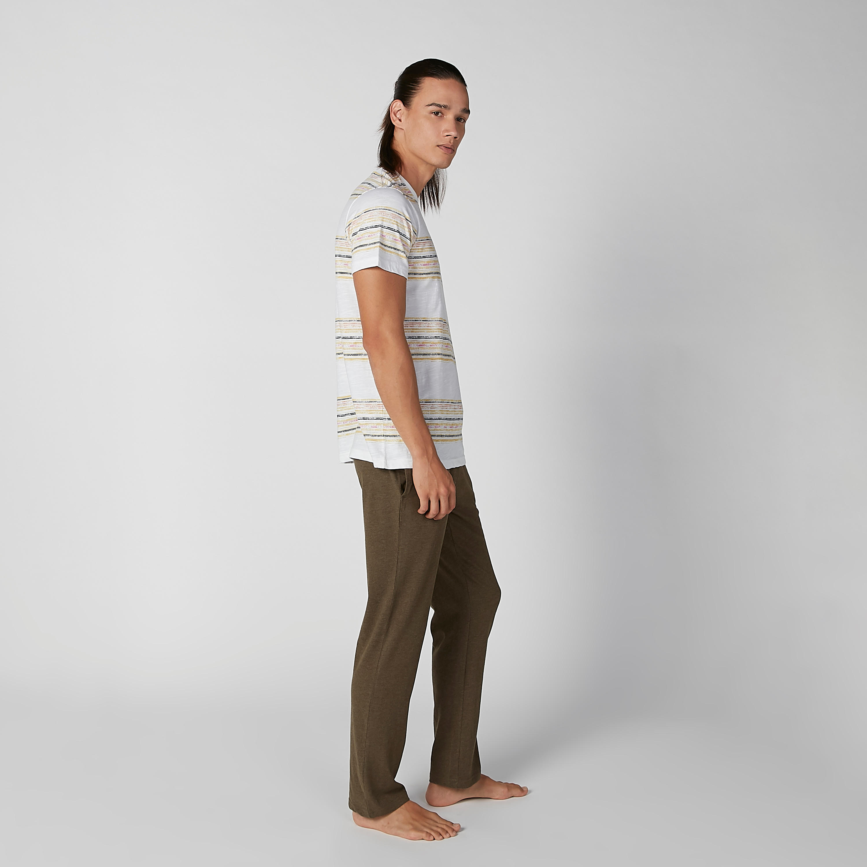 Printed Round Neck T-shirt and Plain Pyjama Set-men-clothing-nightwear-sets-image-2