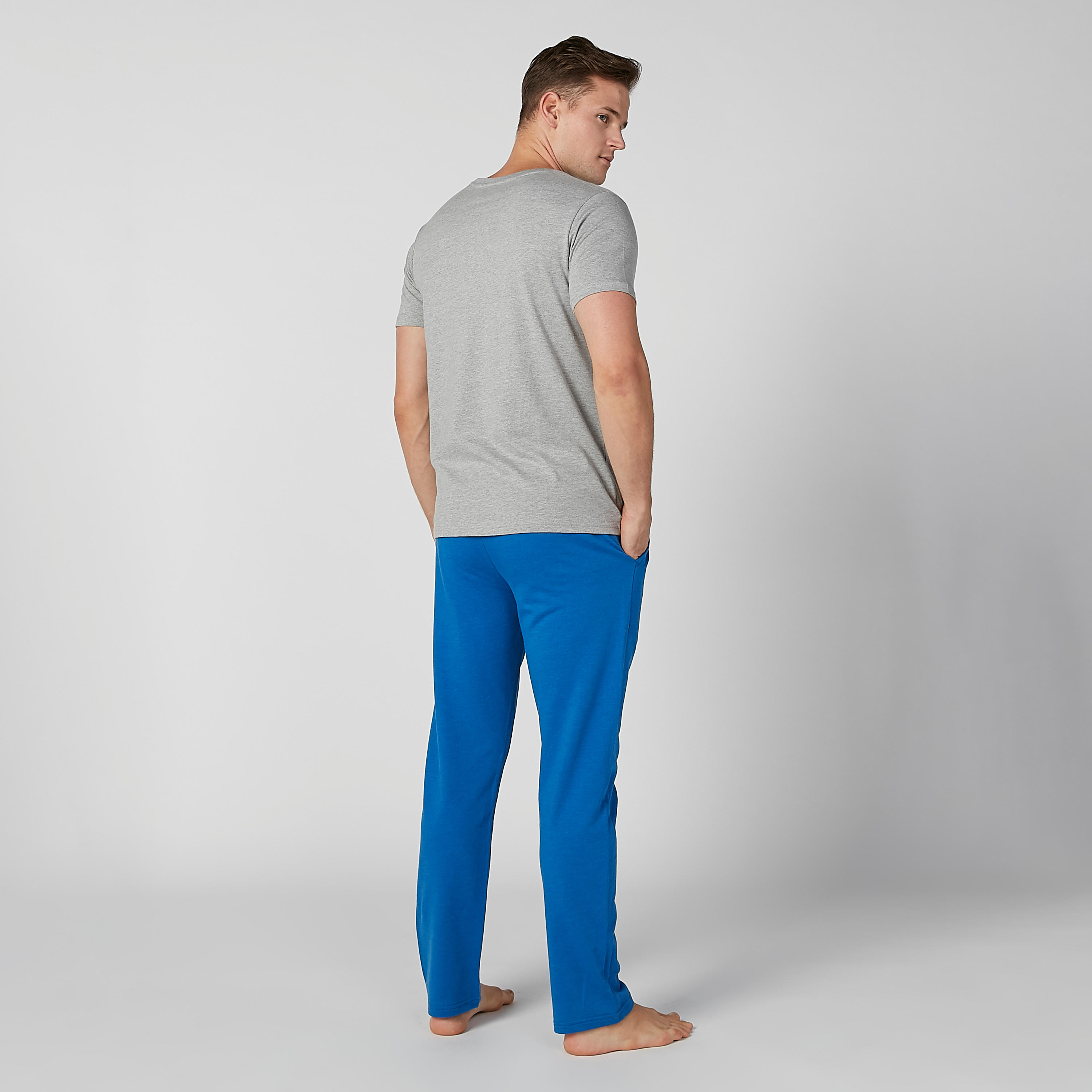 تيشيرت سادة بياقة ضيّقة وأكمام قصيرة - طقم من قطعتين-men-clothing-tshirtsandpolos-tshirts-image-1