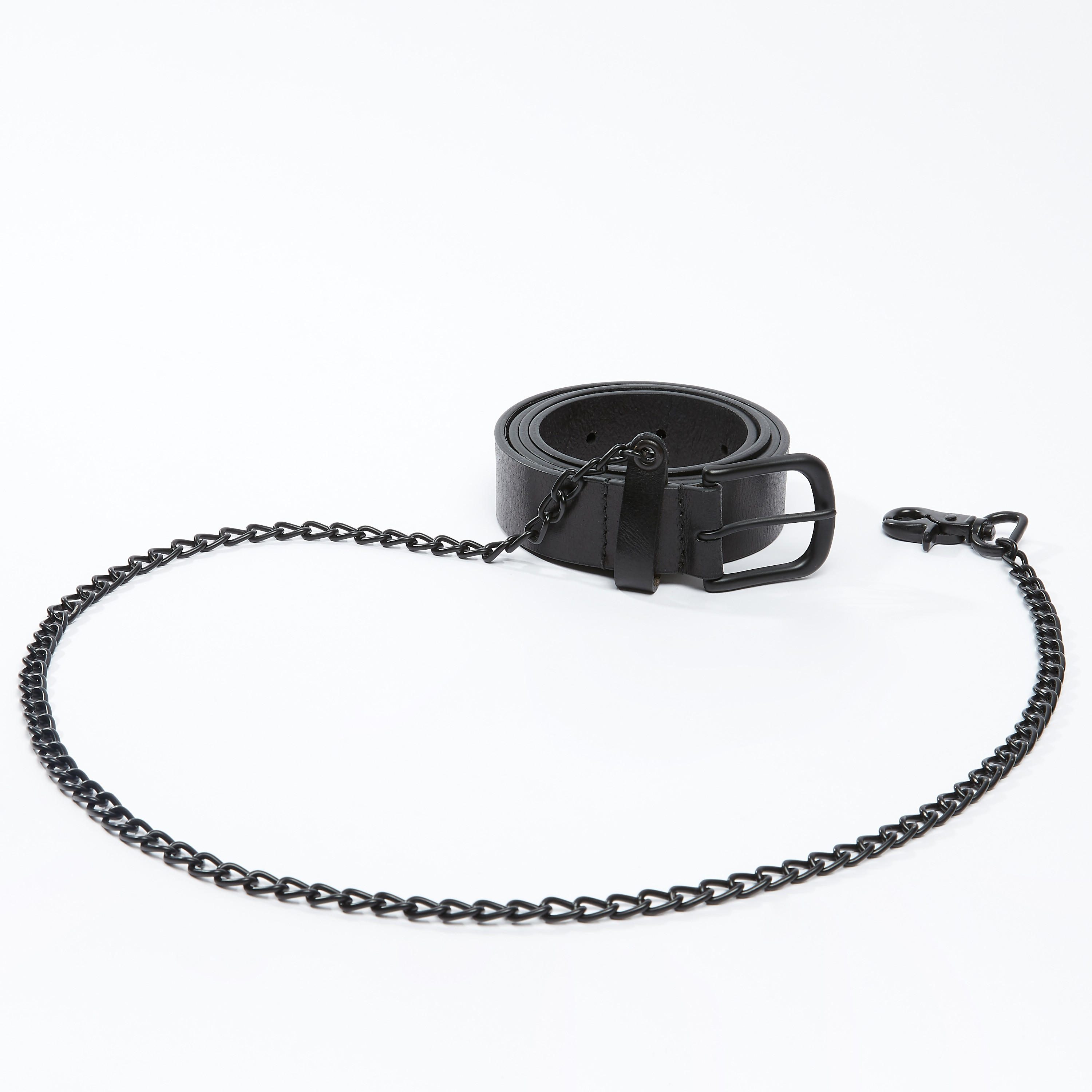 حزام بارز الملمس بإبزيم بدبوس وسلسلة-men-beltsandwallets-belts-image-1