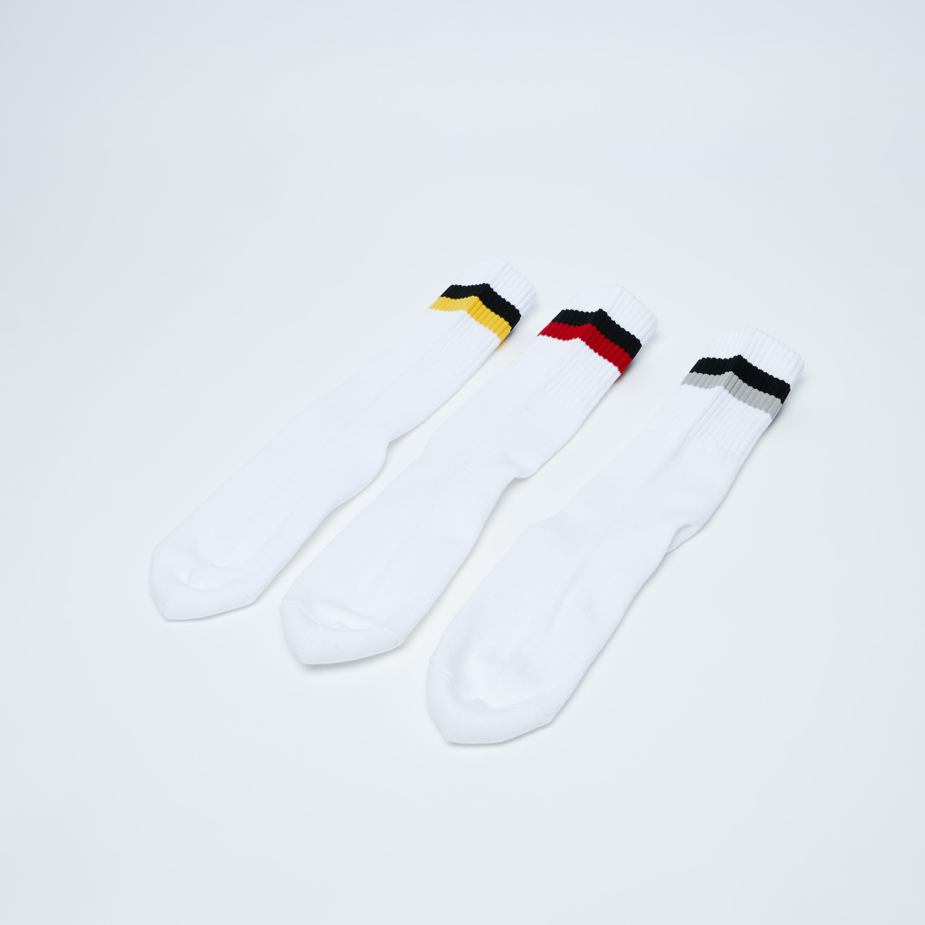 جوارب بطول ربلة الساق بحوّاف مضلّعة - طقم من 3 أزواج-men-socks-image-3