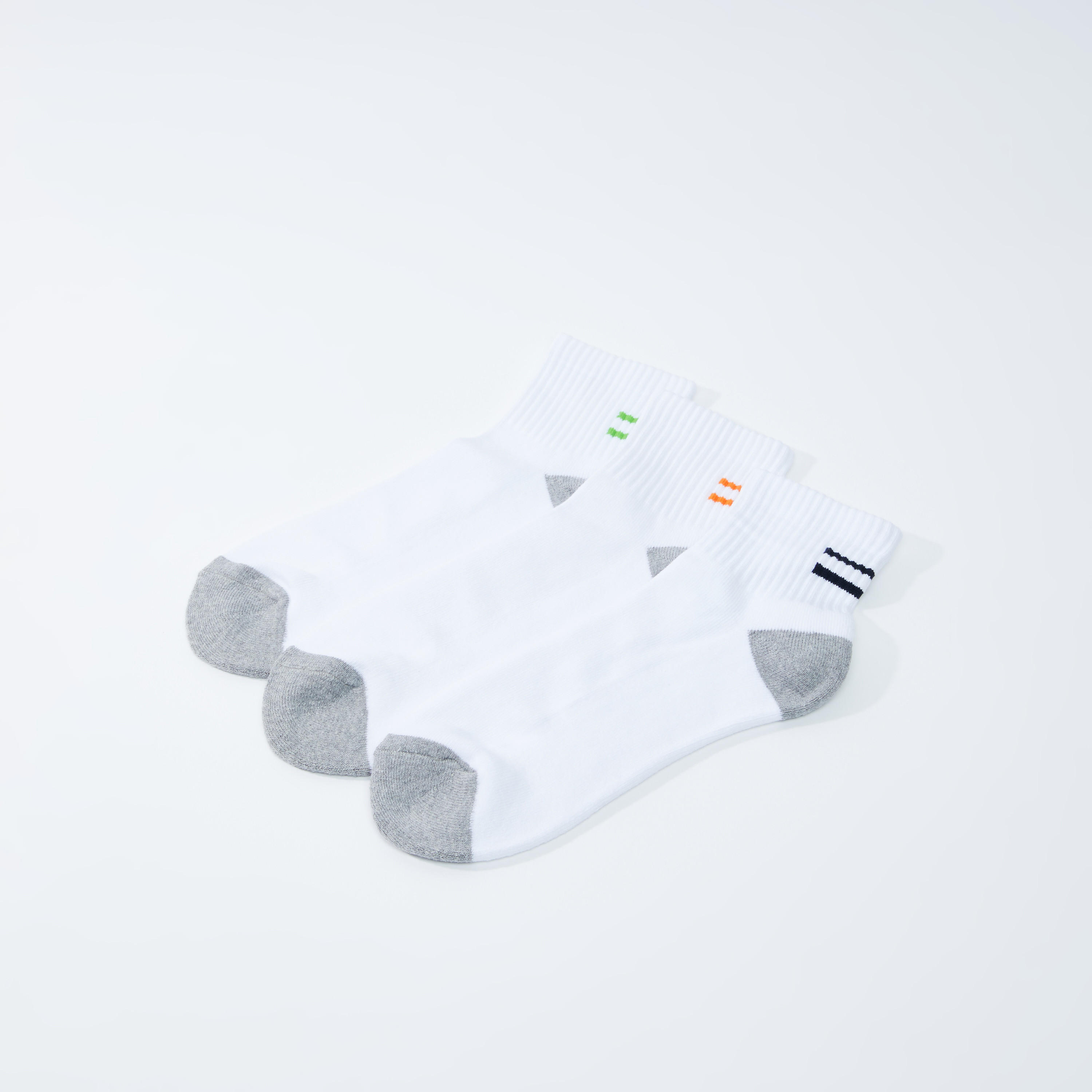 جوارب مقلّمة بطول الكاحل بحوّاف مضلّعة - طقم من 3 أزواج-men-socks-image-1