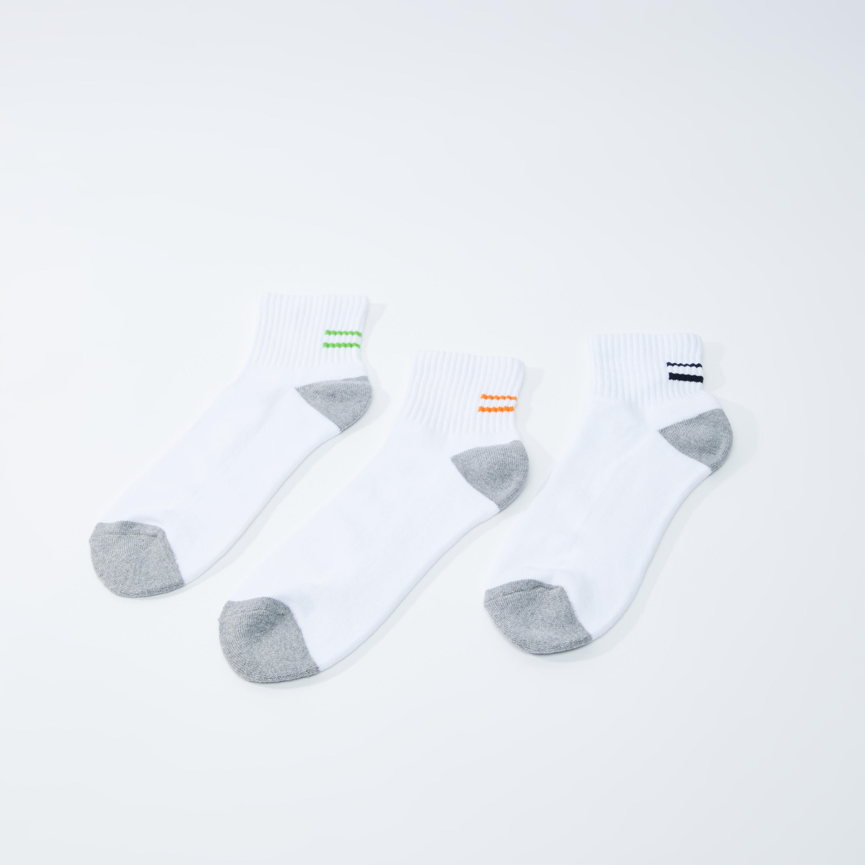 جوارب مقلّمة بطول الكاحل بحوّاف مضلّعة - طقم من 3 أزواج-men-socks-image-2