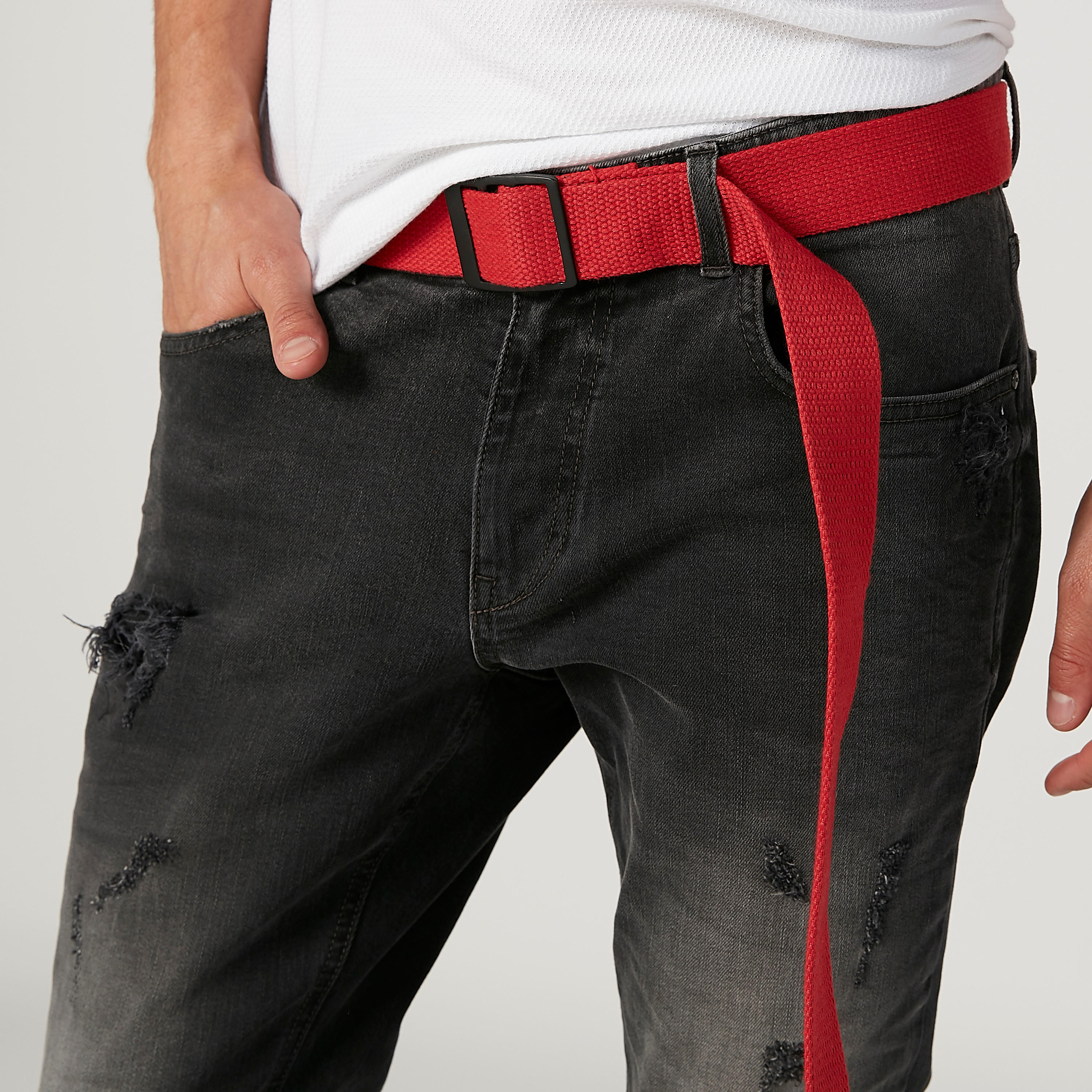 Textured Belt with Webbing Buckle-men-beltsandwallets-belts-image-2