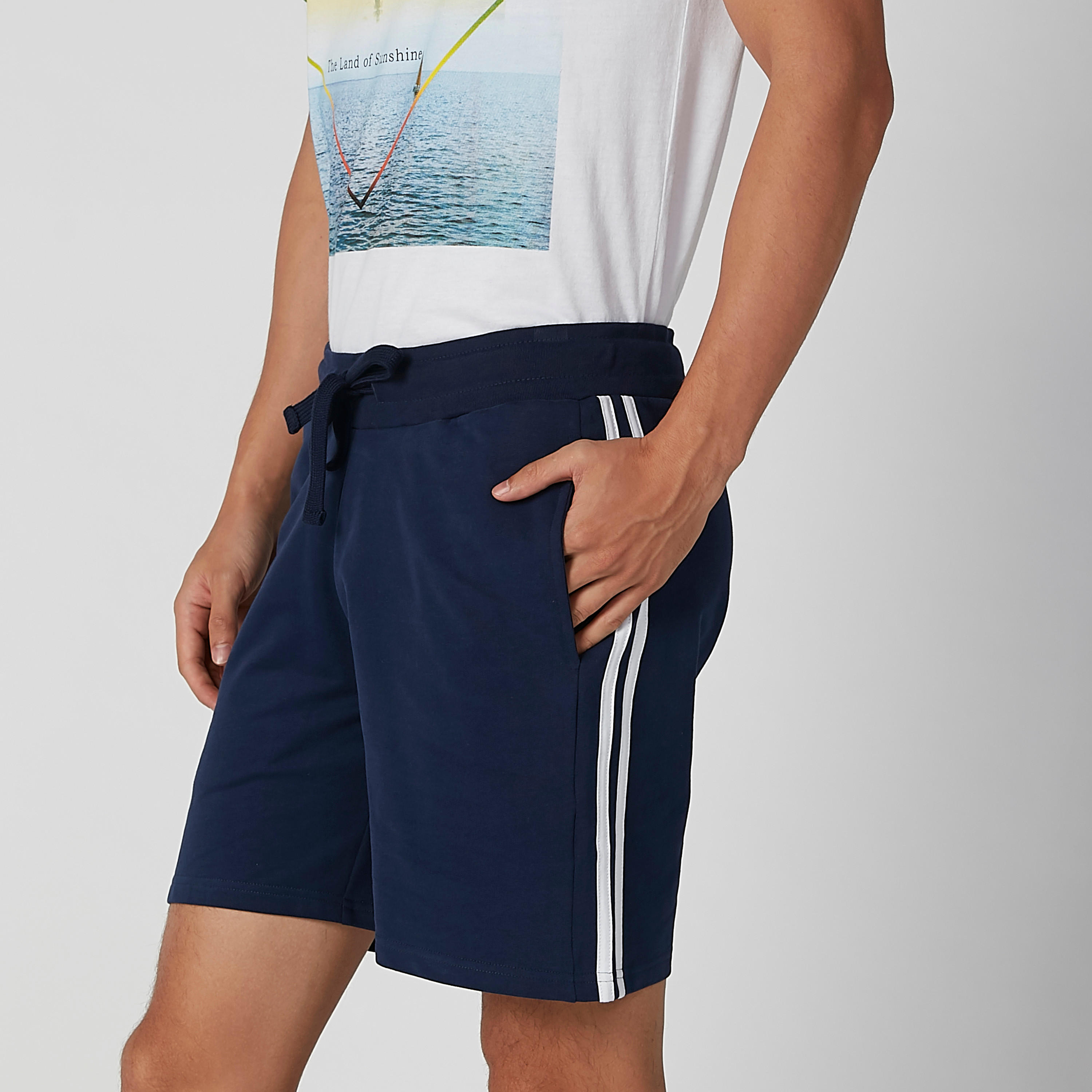 Plain Shorts with Pocket and Stripe Detail-men-clothing-bottoms-shorts-image-1