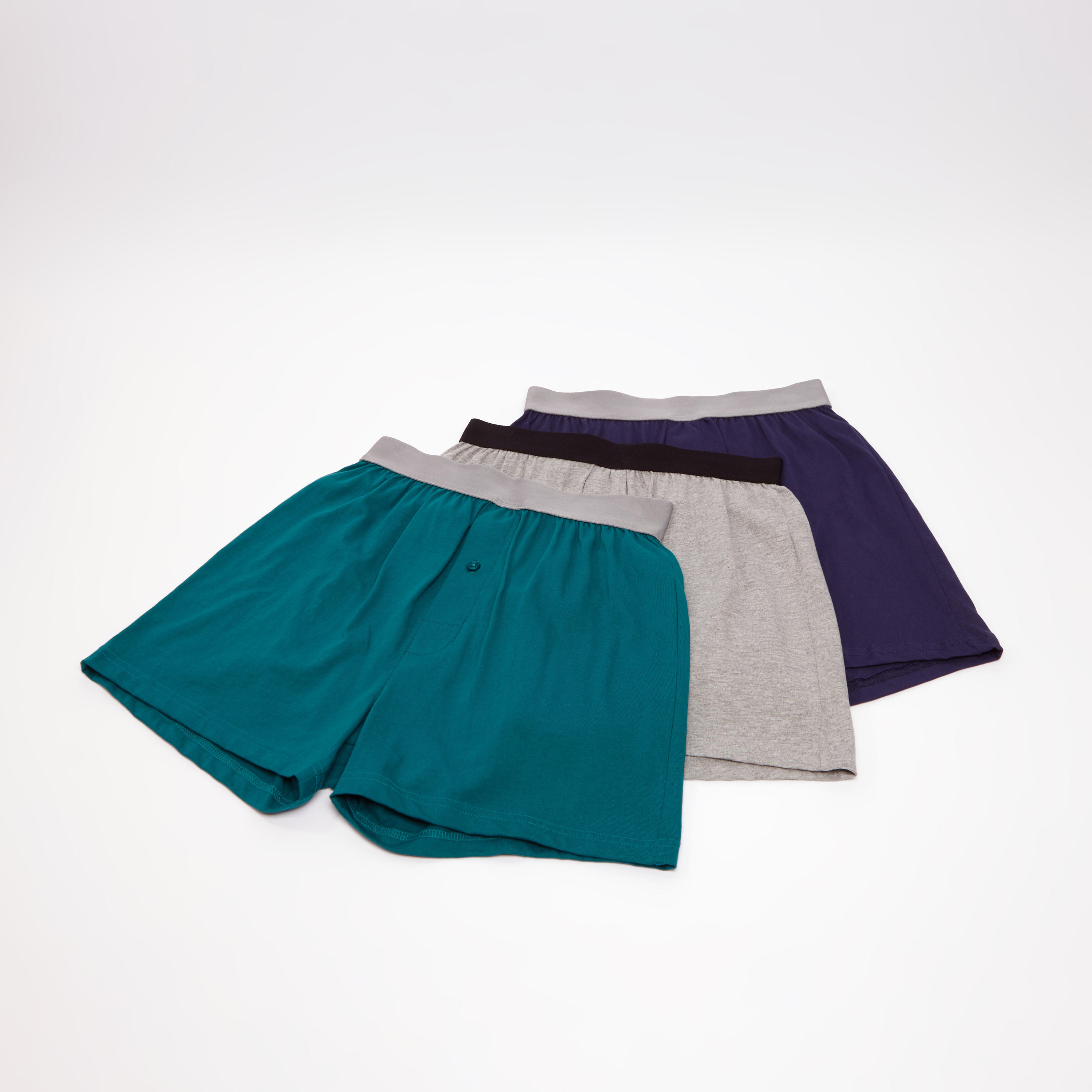 سراويل بوكسر سادة بخصر مطّاطي عريض - طقم من 3 قطع-men-clothing-innerwear-underwear-image-1