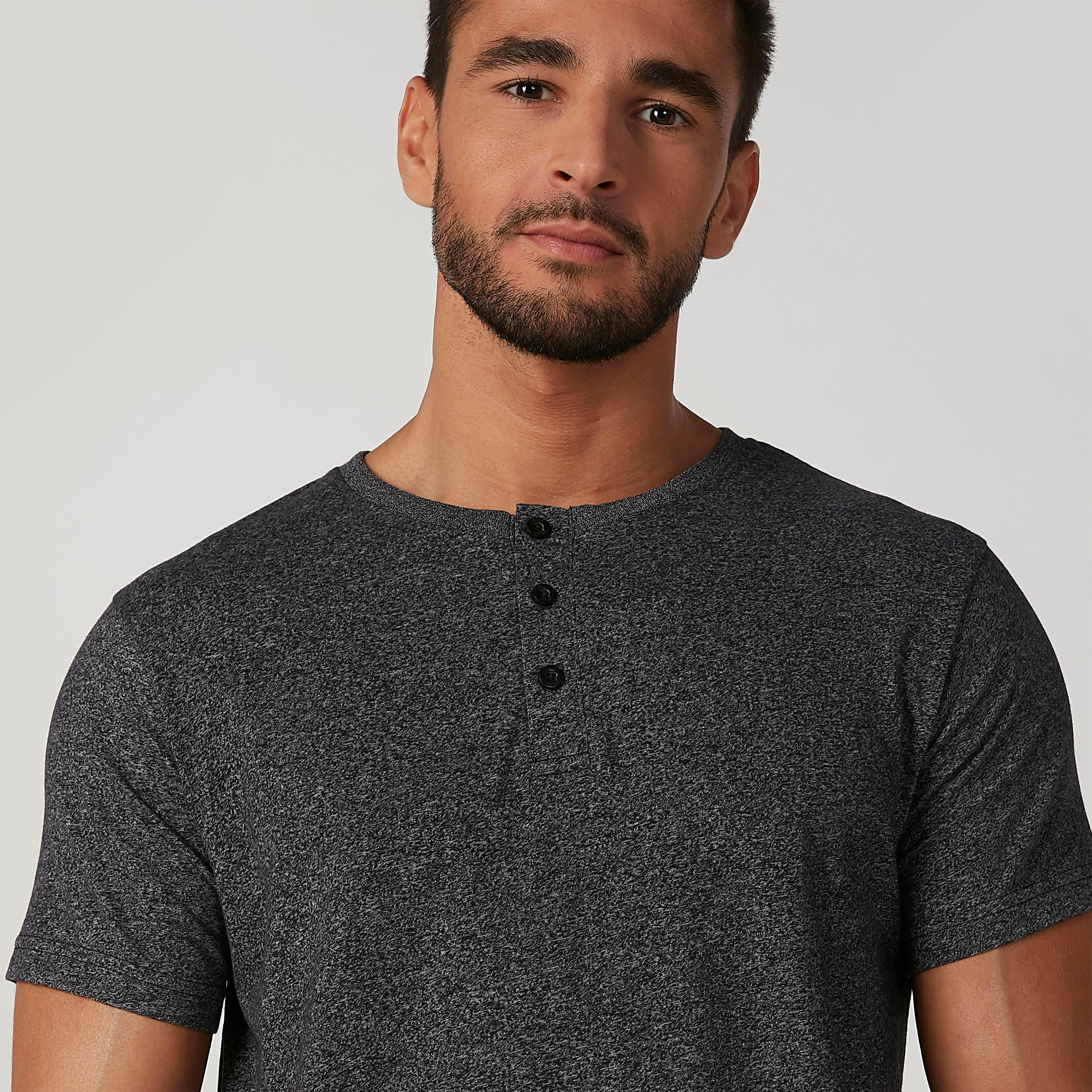 طقم بنطلون بيجاما وتيشيرت سادة بياقة هينلي-men-clothing-nightwear-sets-image-4