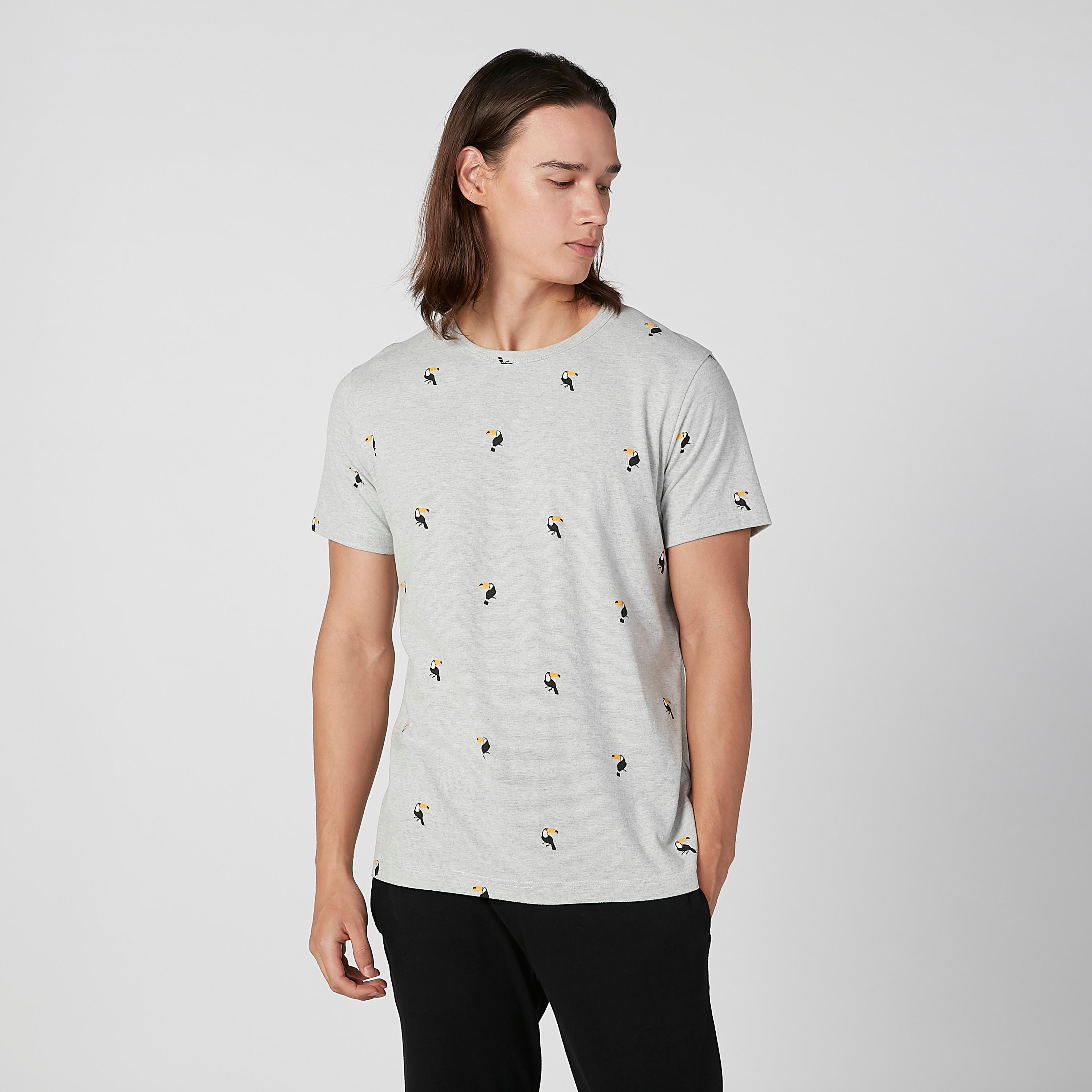 Printed Round Neck T-shirt and Full Length Plain Pyjama Set-men-clothing-nightwear-sets-image-3